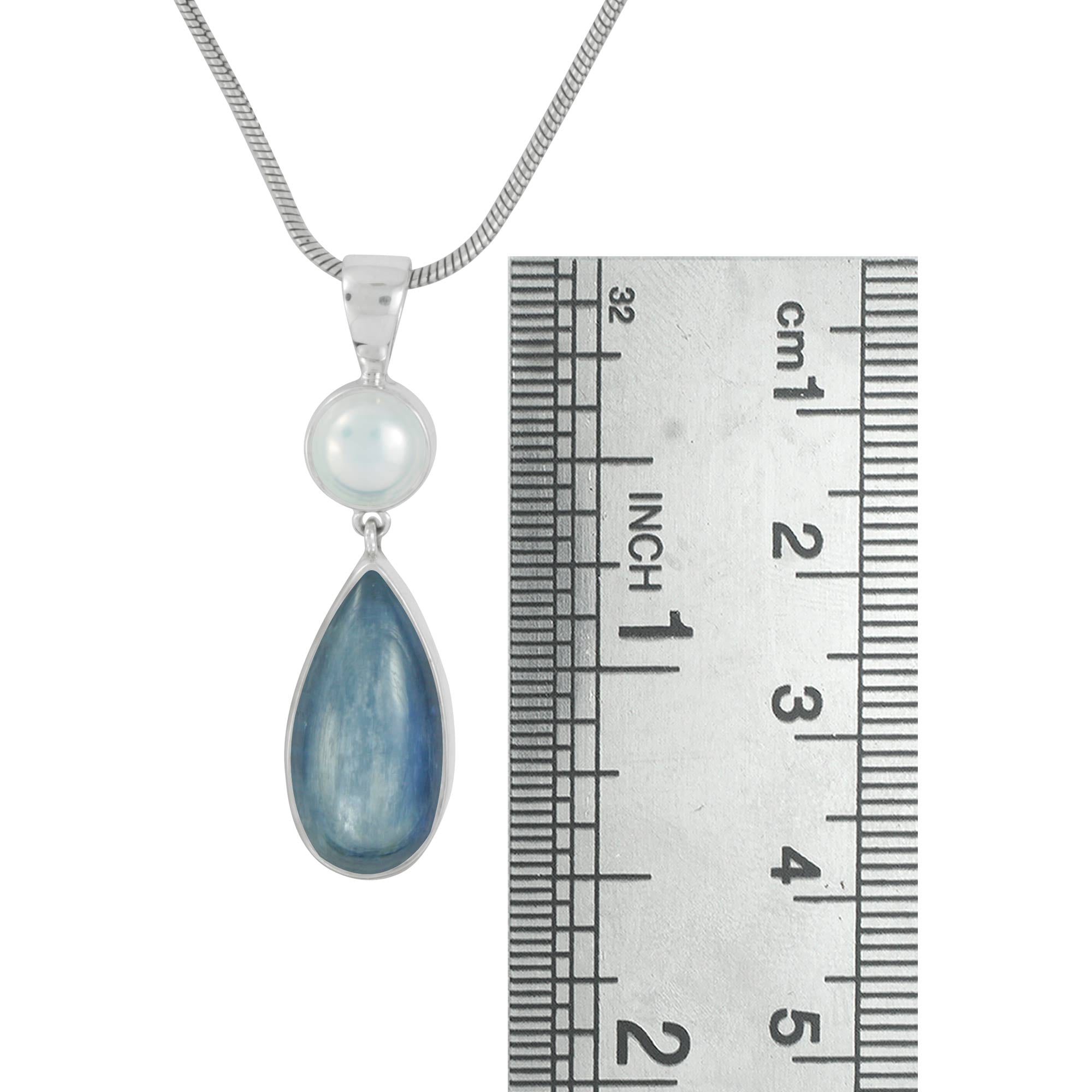 Sterling Silver Pendant With Pearl Round, Kynite Pearl Drop