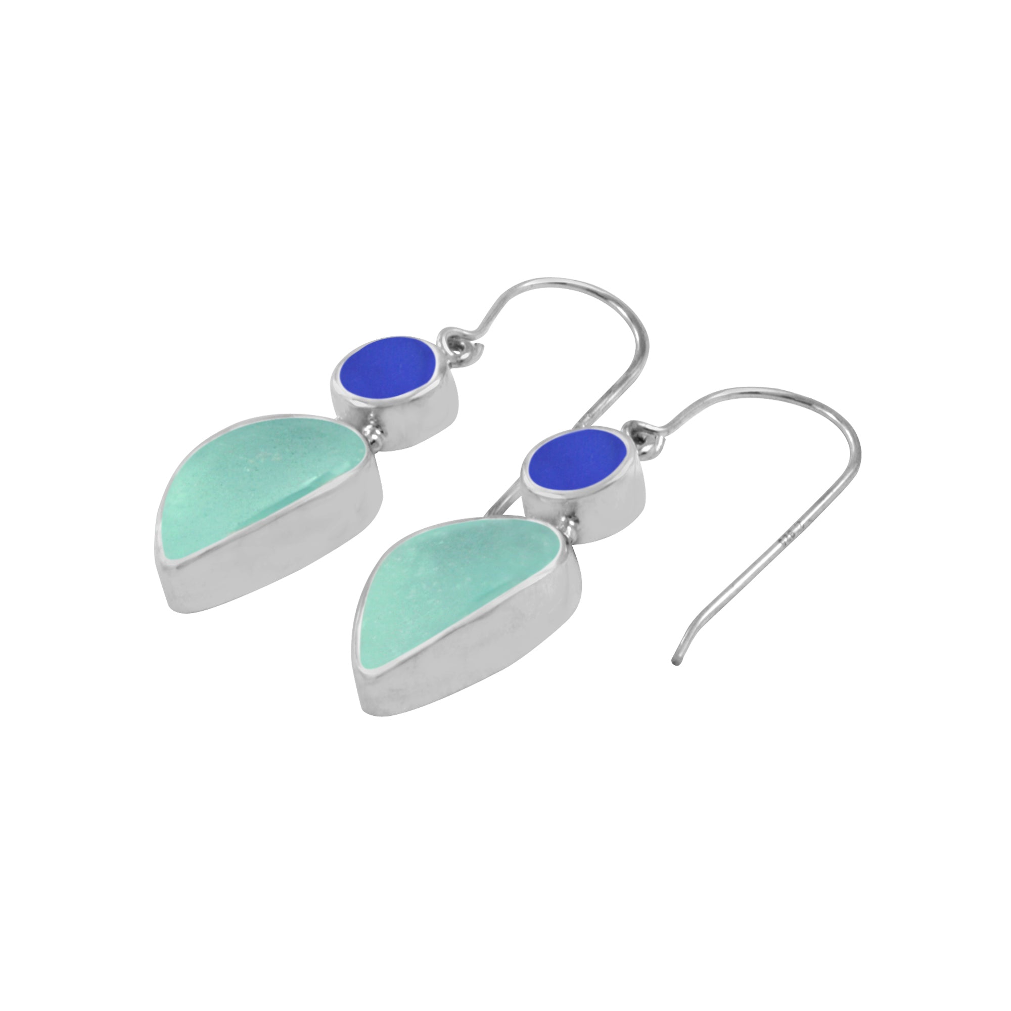 Stunning Aqua and Blue Sea Glass earring