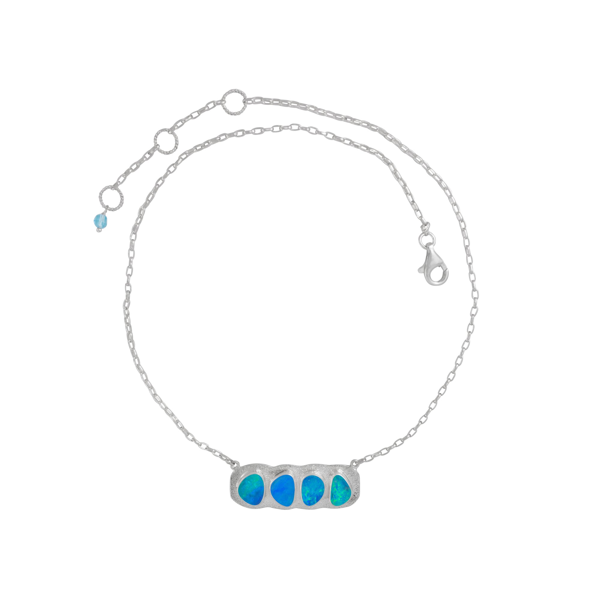 Sterling Silver Necklace With 4 Opal Free Form