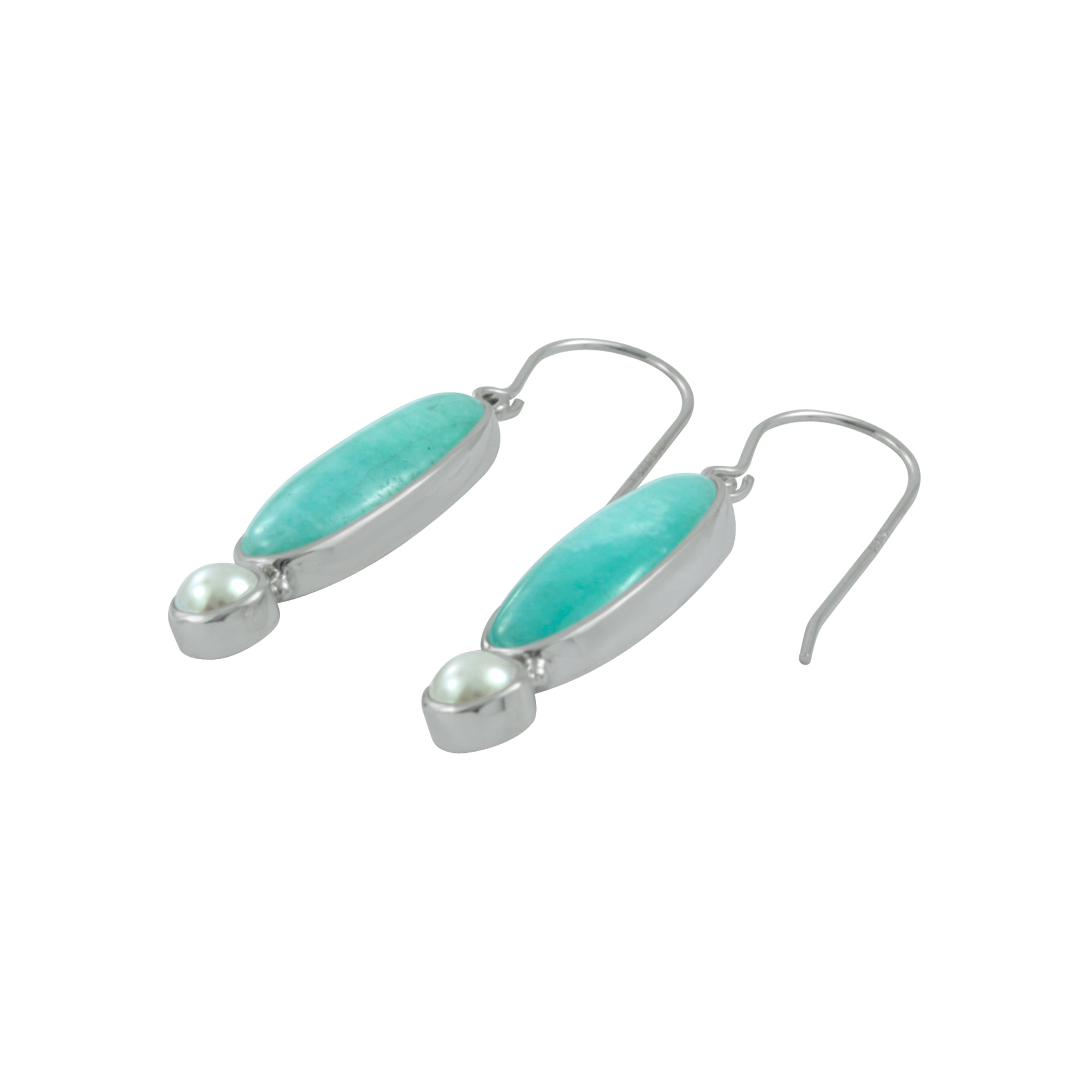 Simply elagant Amazonite and Pearl Silver  Earring.