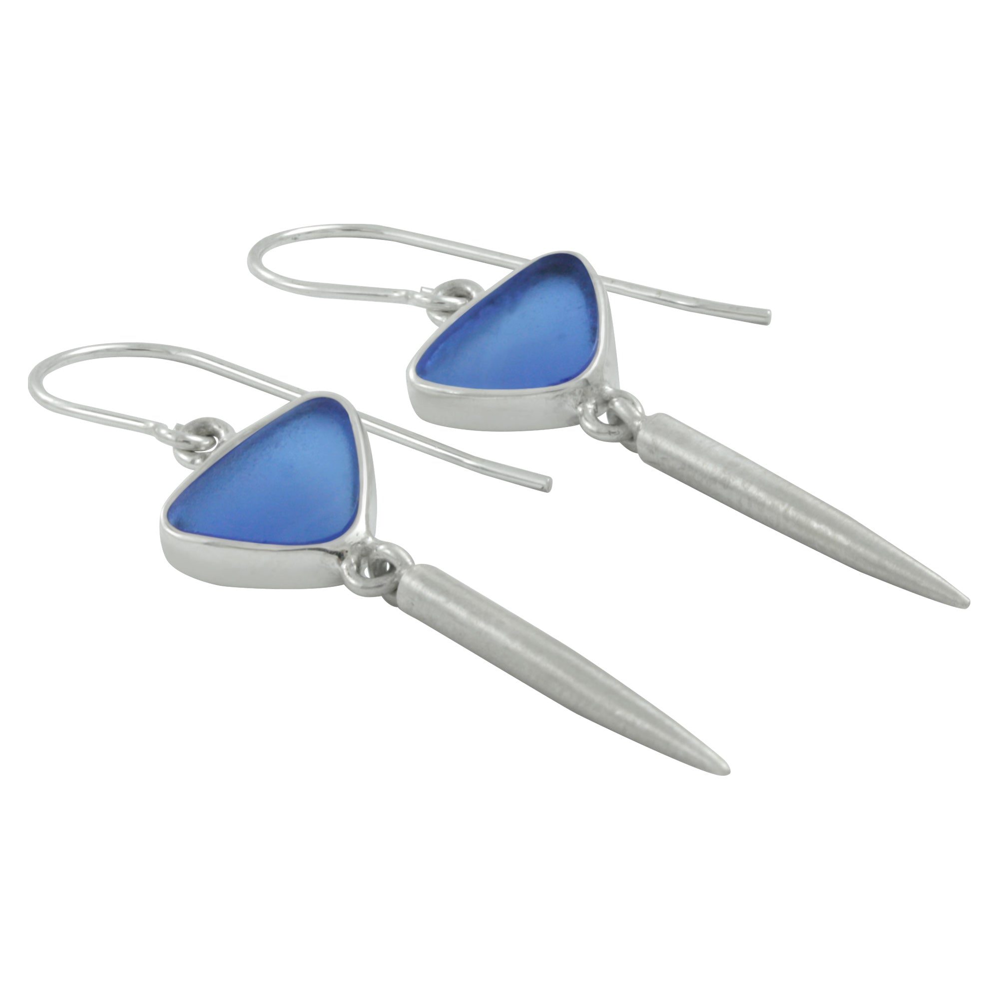Contemporary Sea Glass Earring with Silver Spike