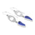 Silver Earring With Hammer Component With Blue Sea Glass Drop