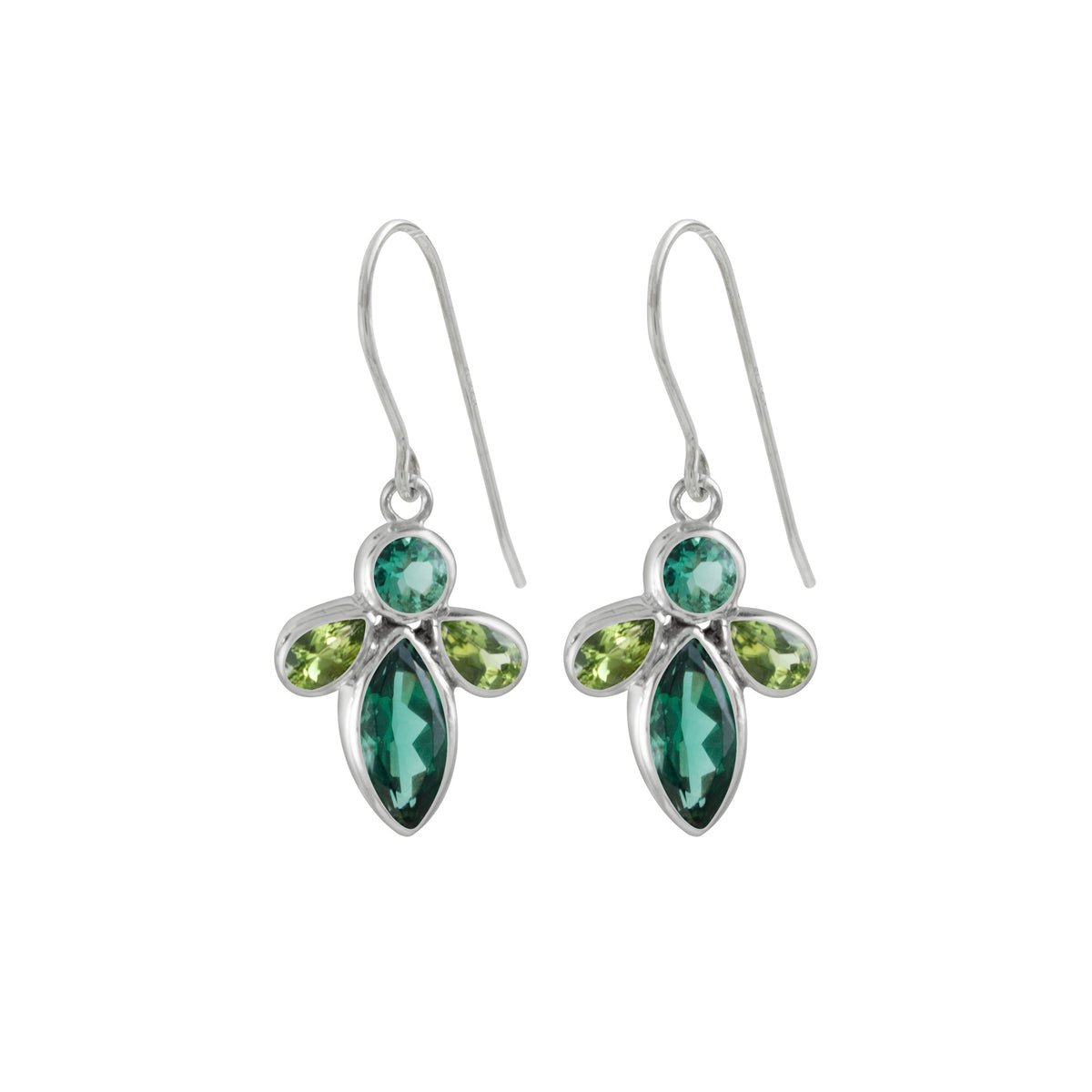 Sterling Silver Earring With Round And Marquise Stone
