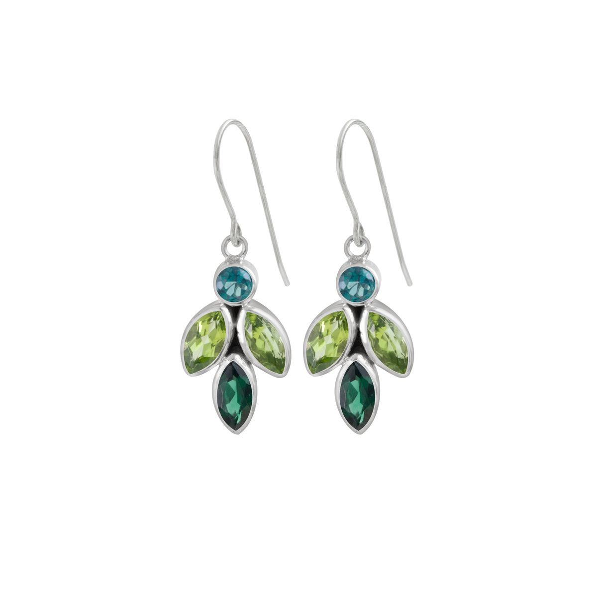 Sterling Silver Earring With Round And Marquise Stone