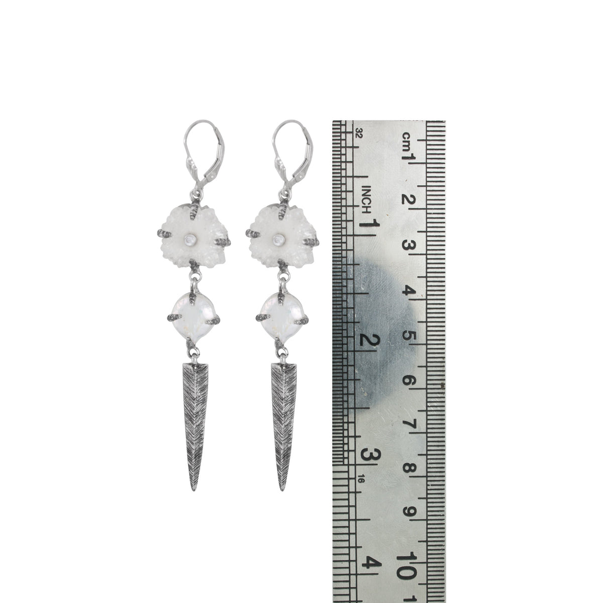 Sterling Silver Earring With Pearl, Druzy Opal Geoge