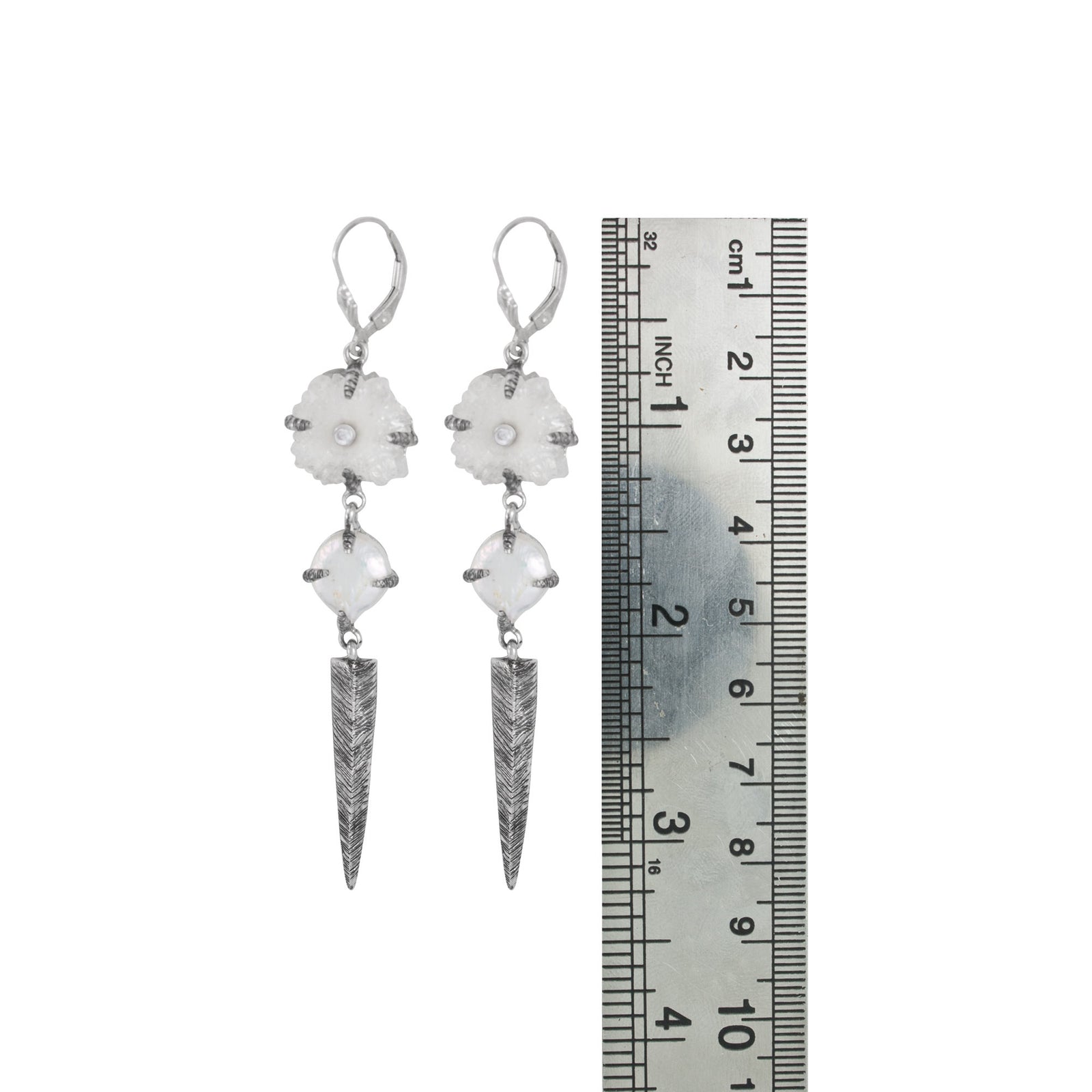 Sterling Silver Earring With Pearl, Druzy Opal Geoge