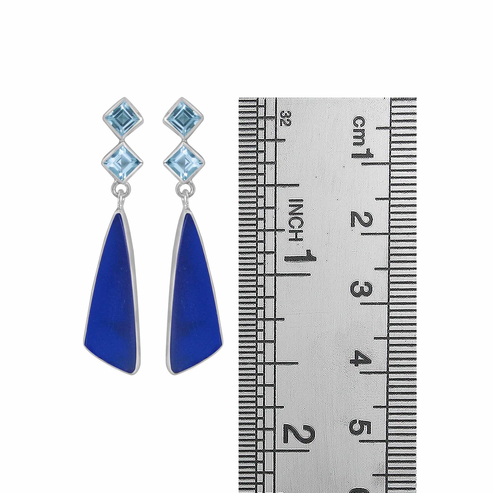 Sterling Silver Earring With Blue Topaz And Sea Glass