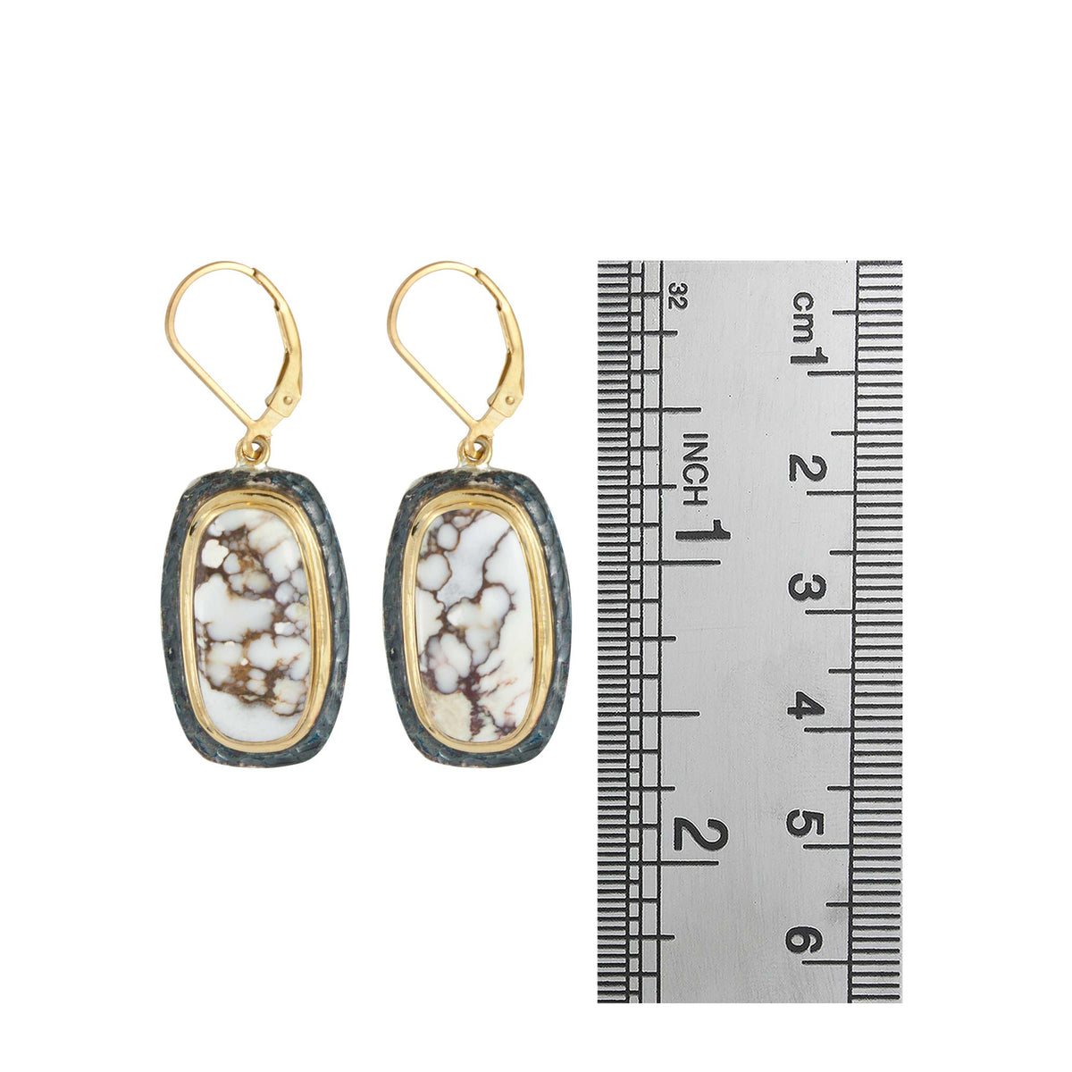 Sterling Silver Earring With Iron Stone Rectangle Cushion