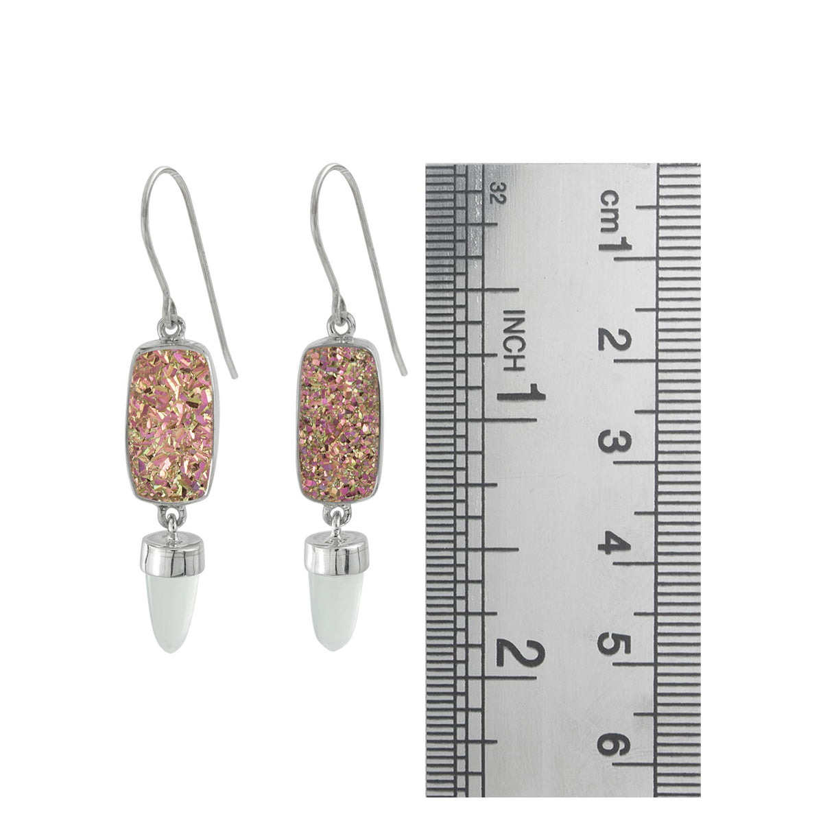 Druze Earring with MoonStone Drop