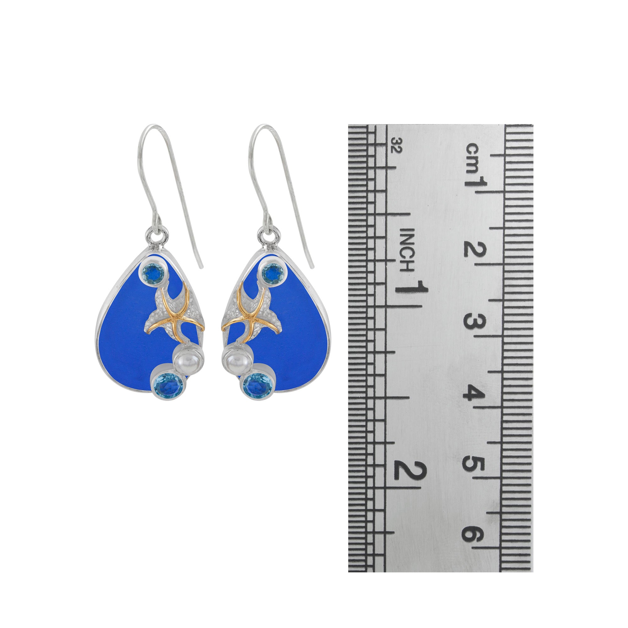 Fantastical Sea Glass Earring with starfish & jewels
