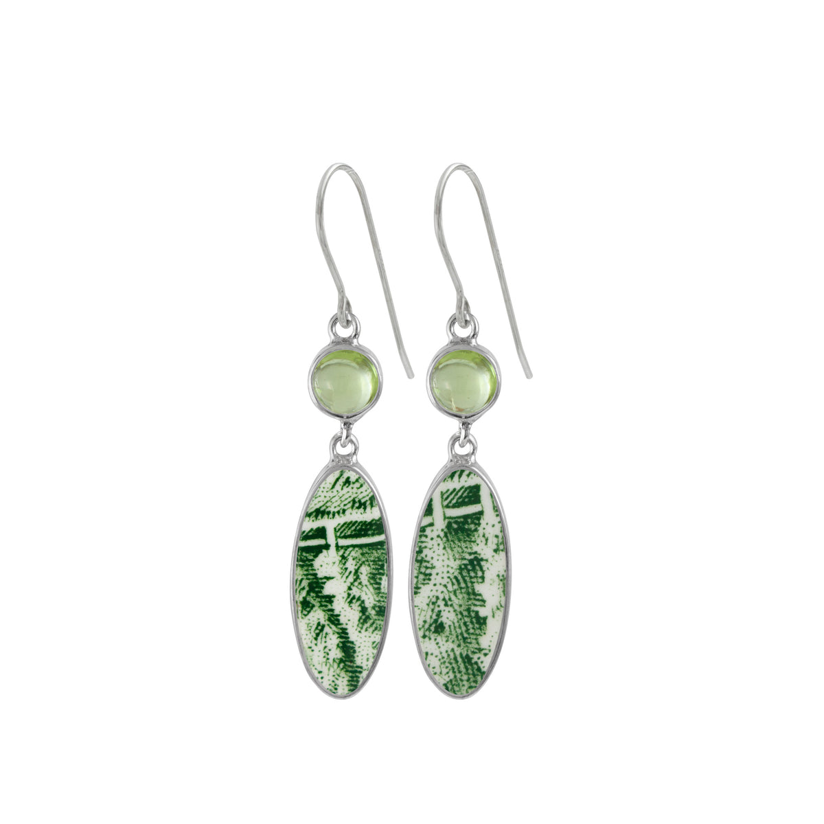 Pottery Drop Earrings with Gem stones