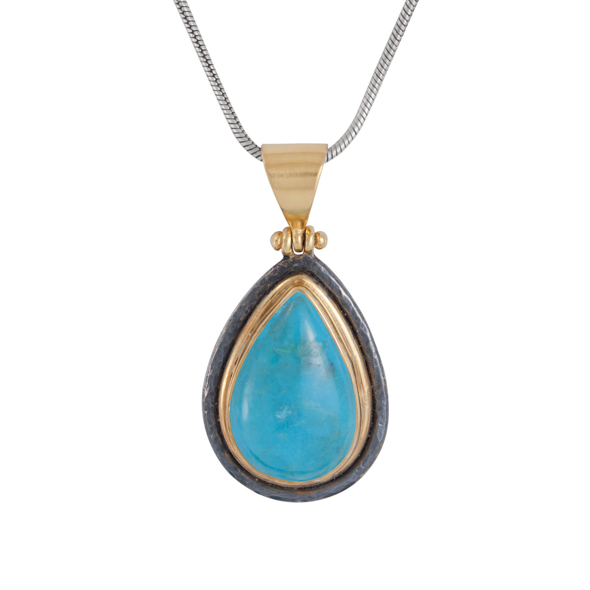 Sterling Silver Pendant Gold Dip With Turquoise Pear