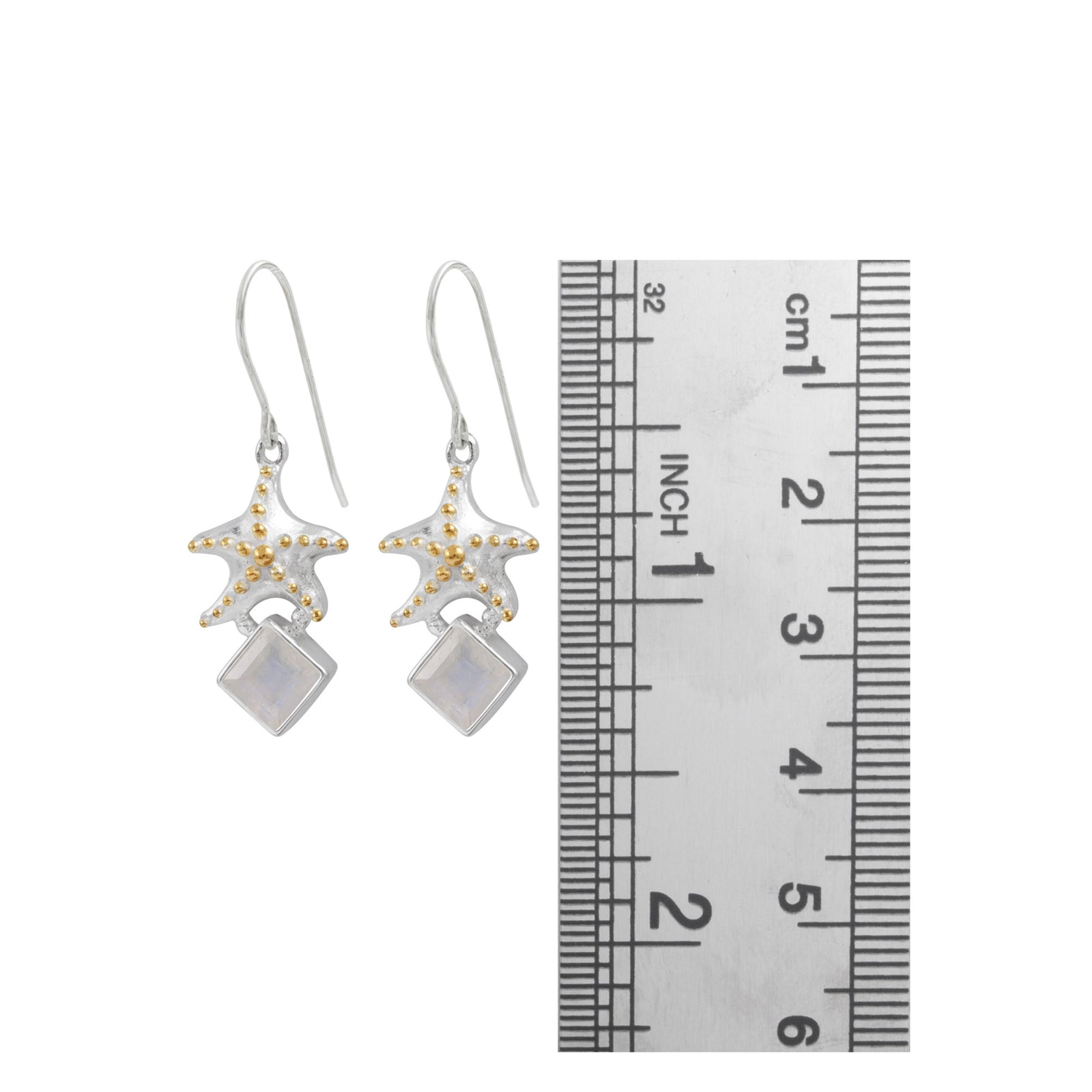 Sterling Silver Earring With Rainbowmoon Stone