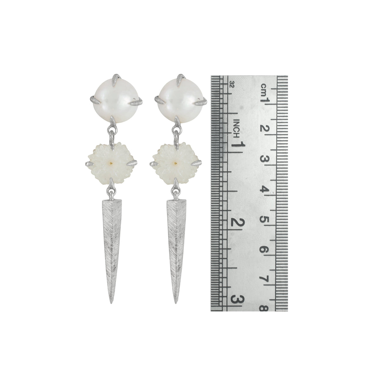 Sterling Silver Earring With Pearl, Druzy Opal Geoge