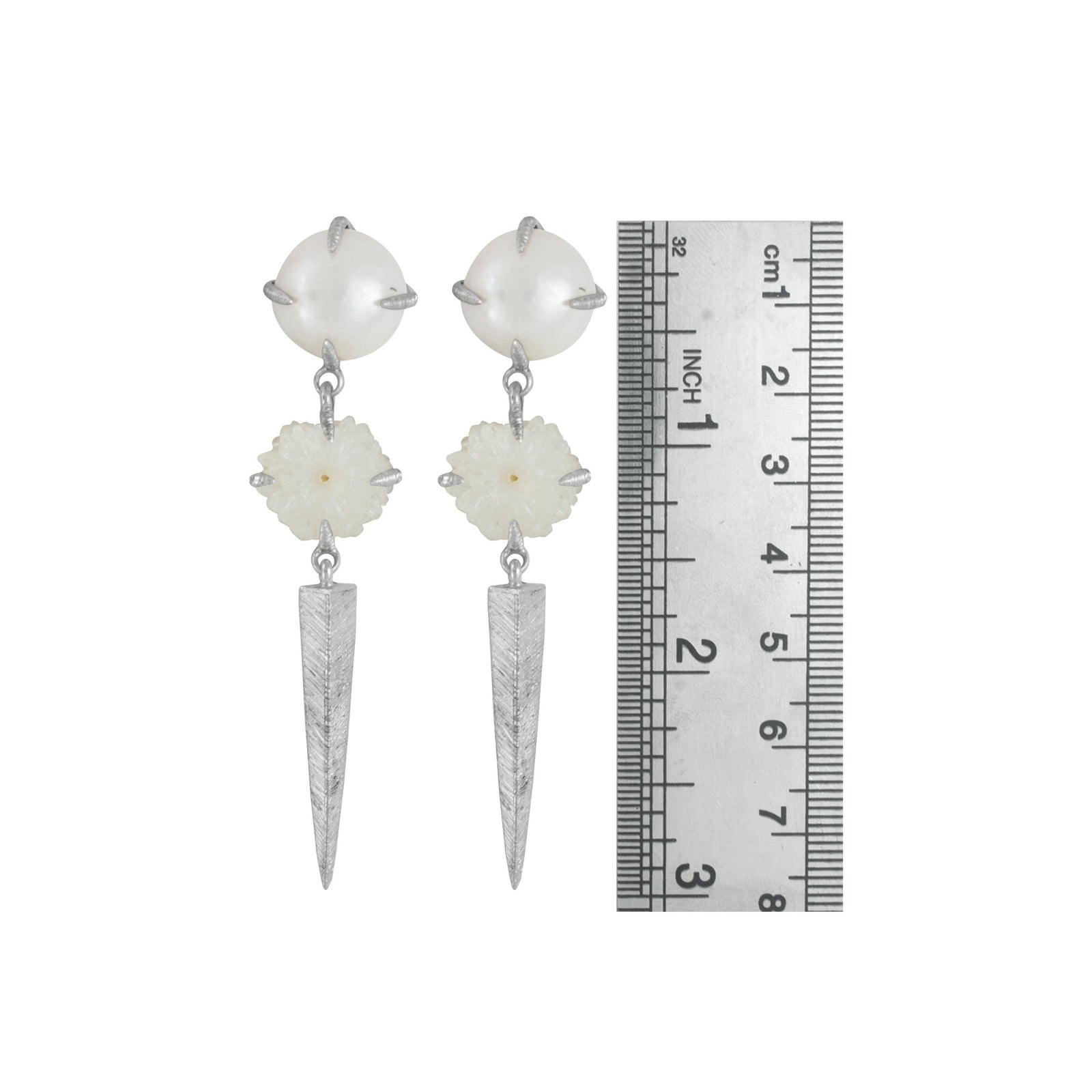 Sterling Silver Earring With Pearl, Druzy Opal Geoge