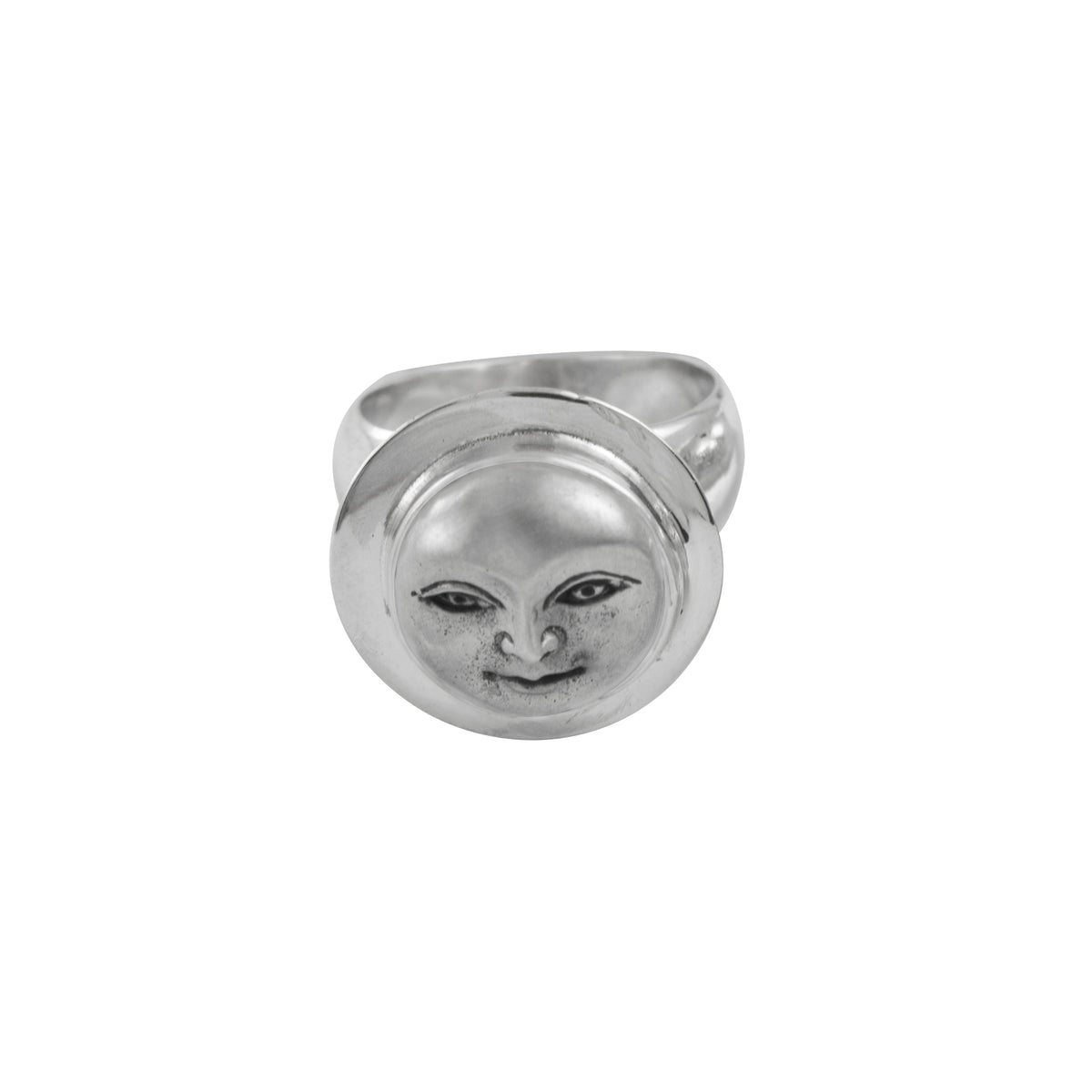 Magic Silver Moon Face Ring
