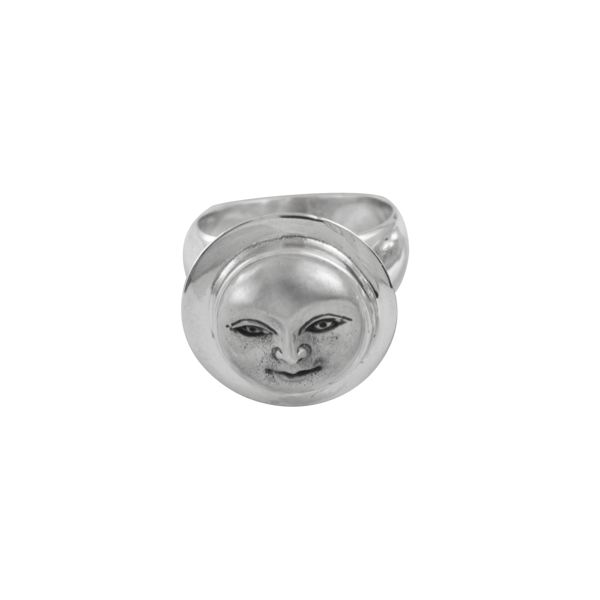 Sterling Silver Face Ring With Silver Face And Sanblast