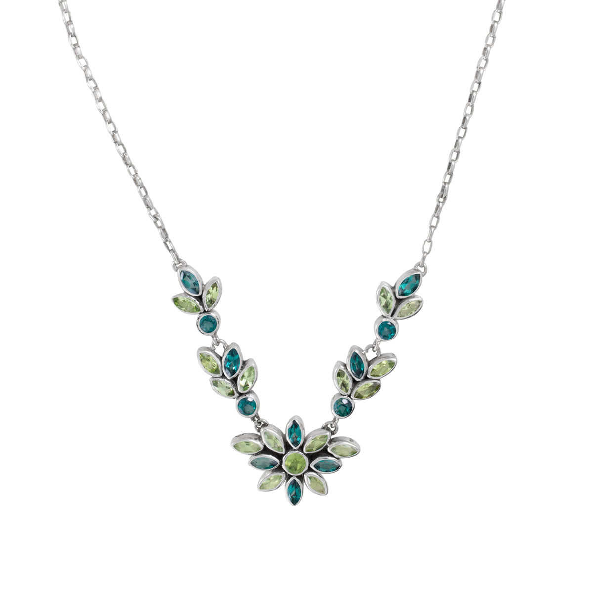 FLower Collections Necklace With Marquise And Bead Cluster