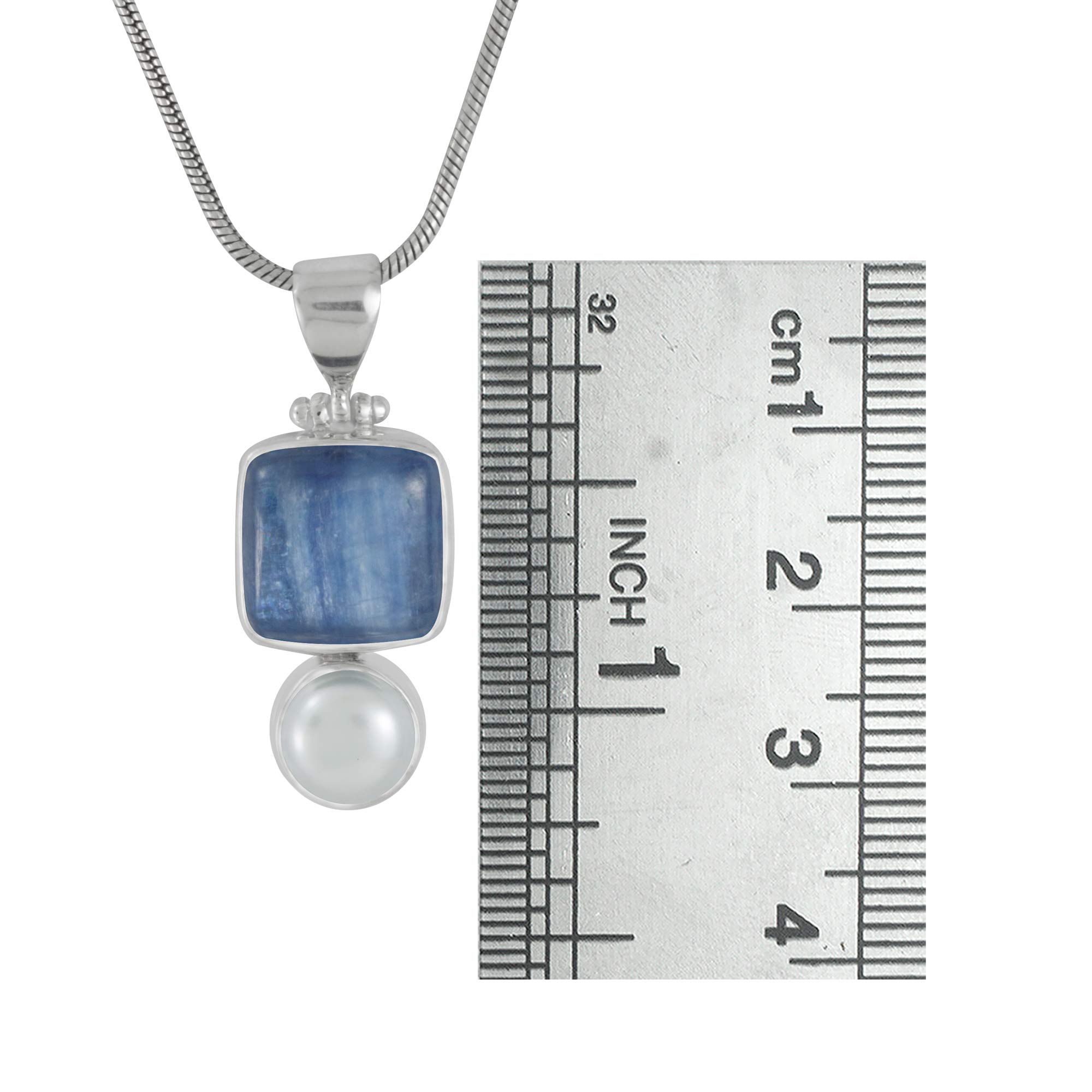 Sterling Silver Pendent With Kynite Square, Pearl