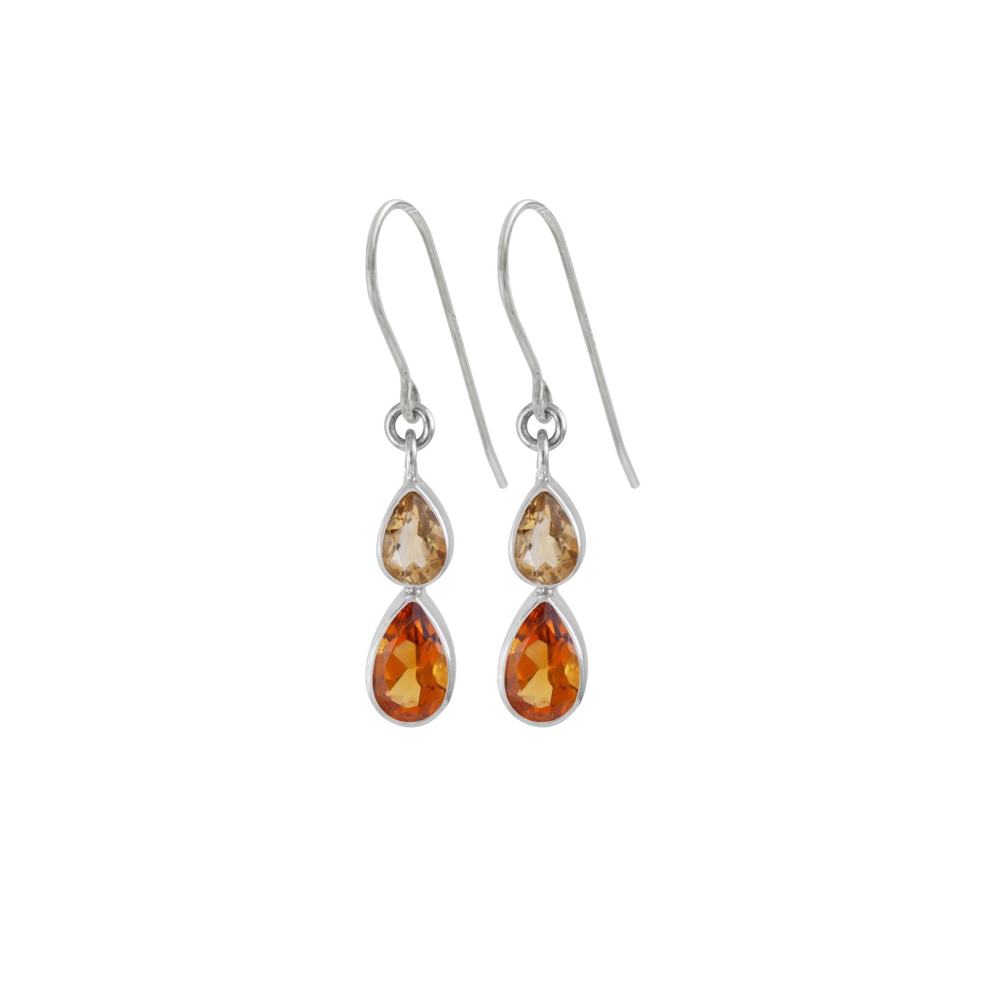 Sterling Silver Earring Hook With 2 Pear Stones