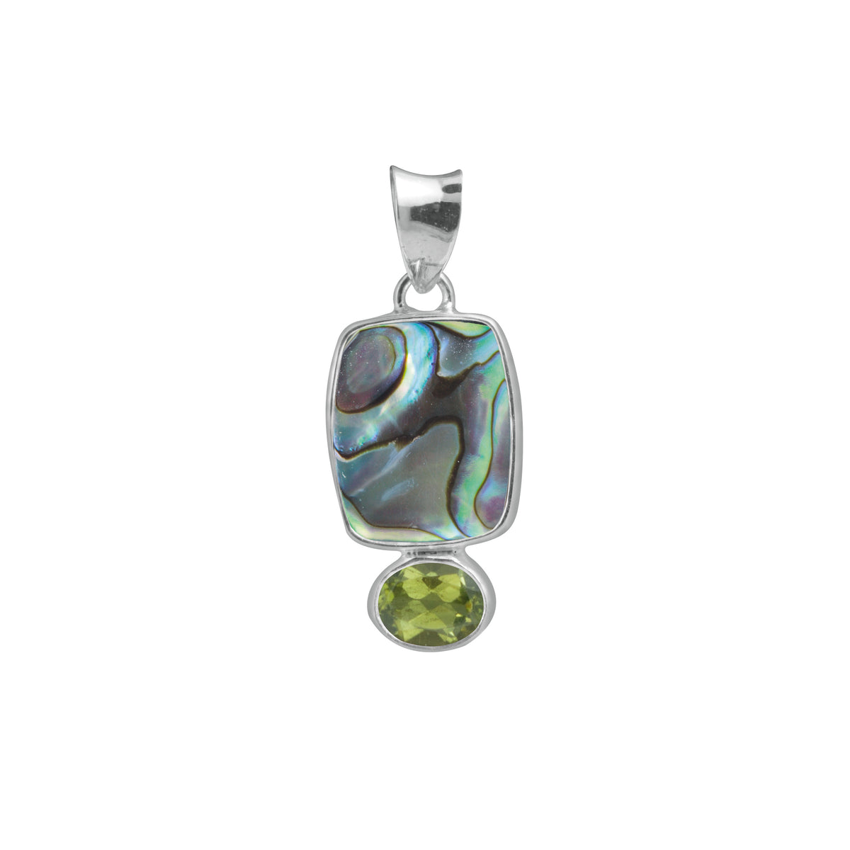 Paua Shell and Peridot Classic Pendant