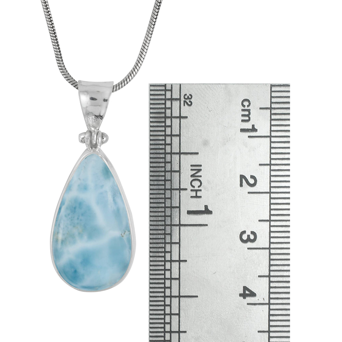 Sterling Silver Pendant With Larimar Pear Drop