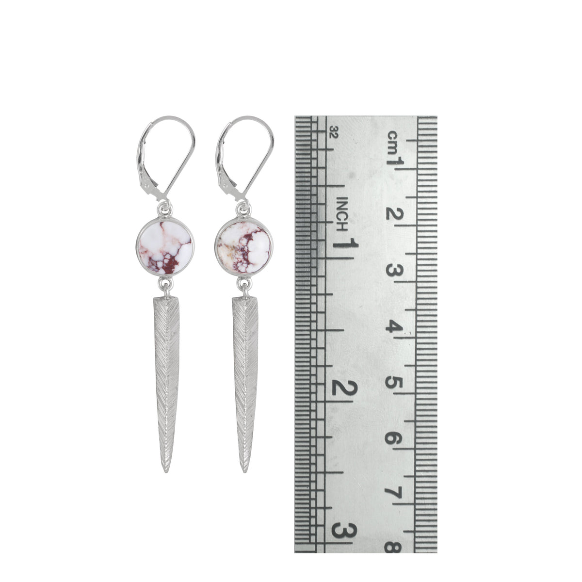 Sterling Silver Earring With Iron Stone Round