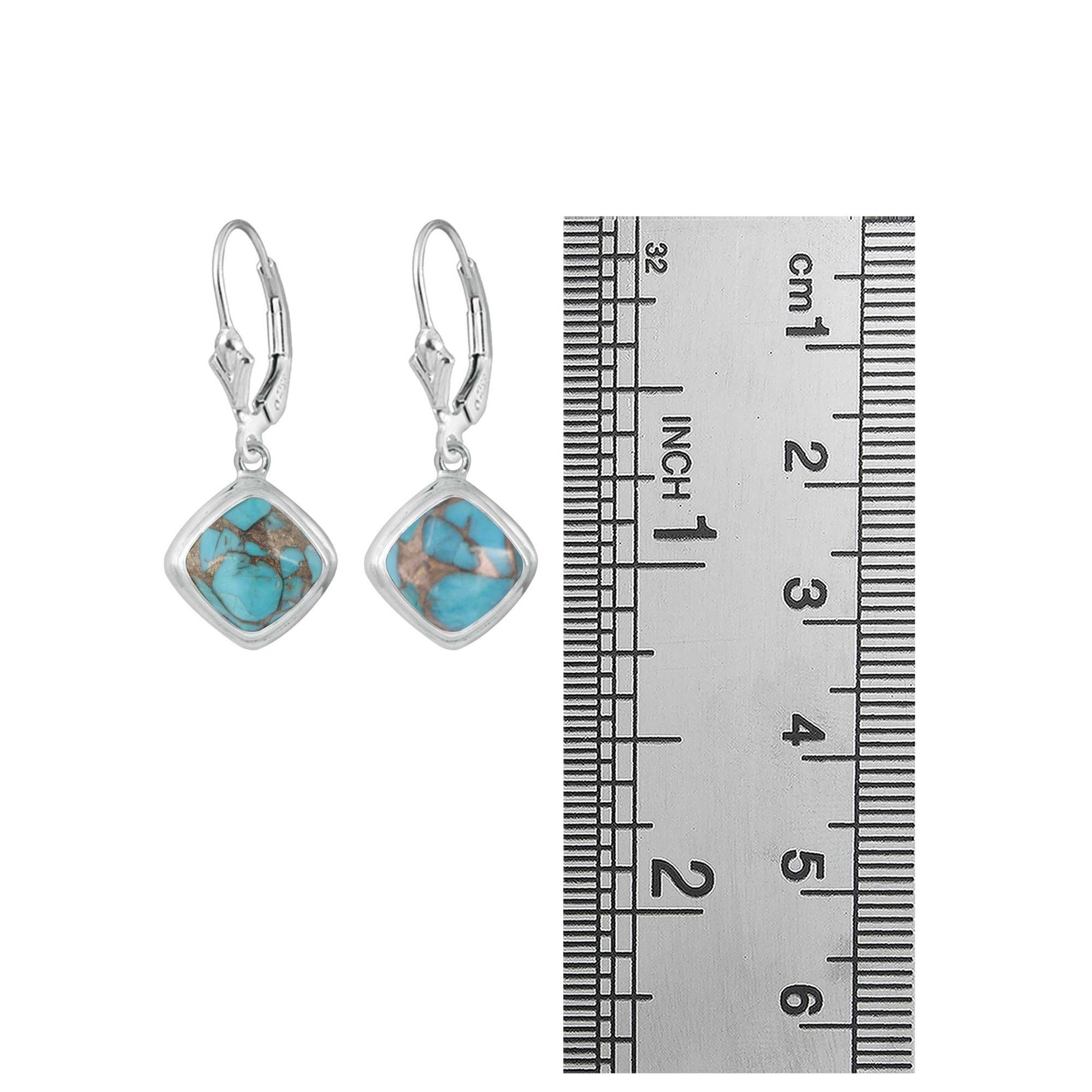 Sterling Silver Earring With Amethyst Square Cushion Cheker