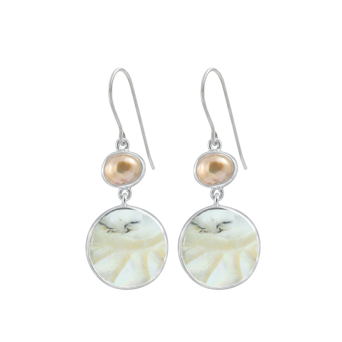 Sterling Silver Earring With Pearl, Shell Nautilas Round