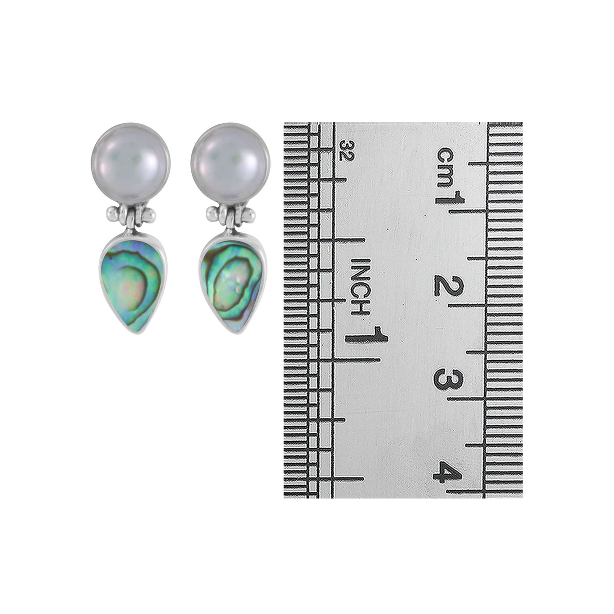 Sterling Silver Earring With Round Stone, Pear Stone