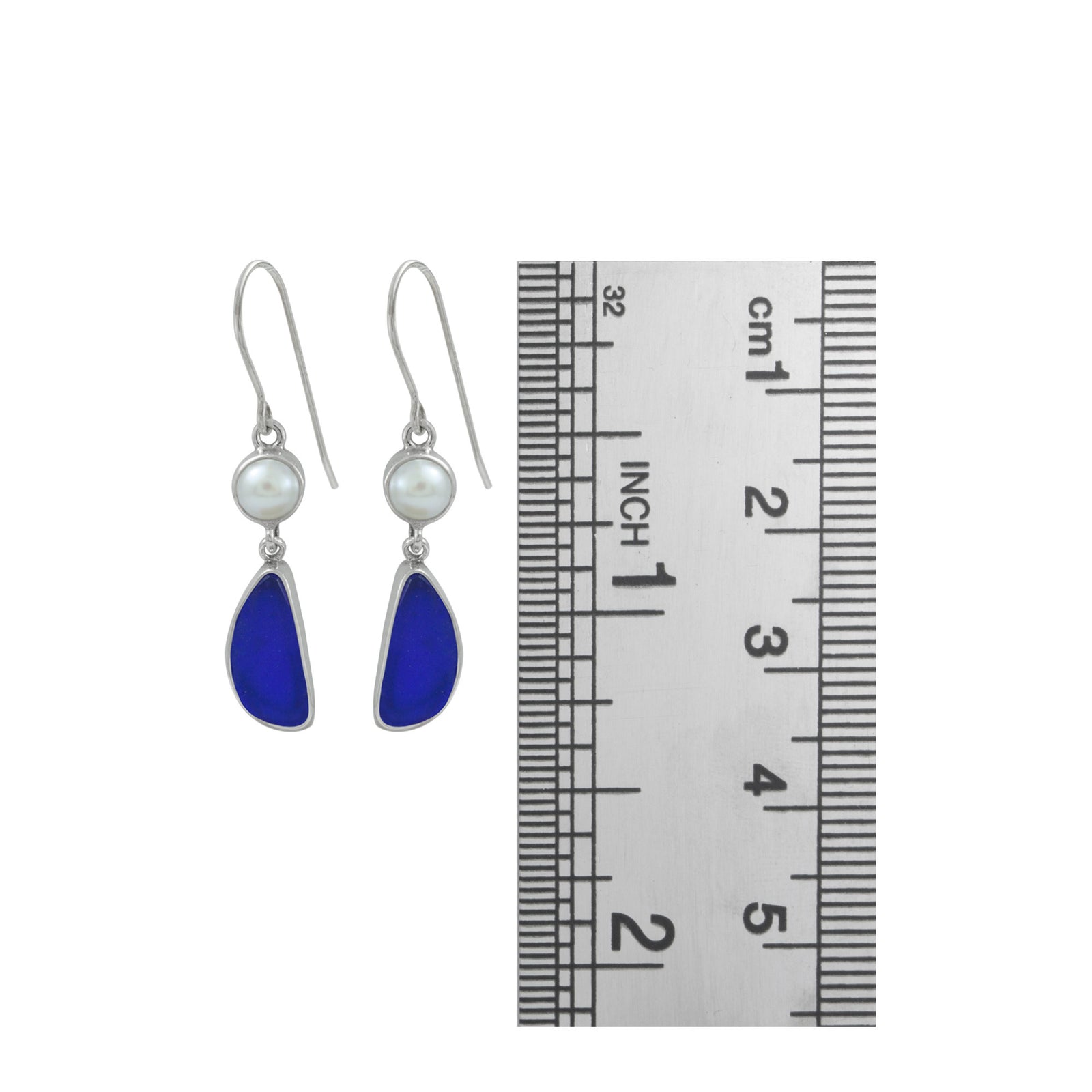 Sterling Silver Earring With Pearl, Sea Glass Grop