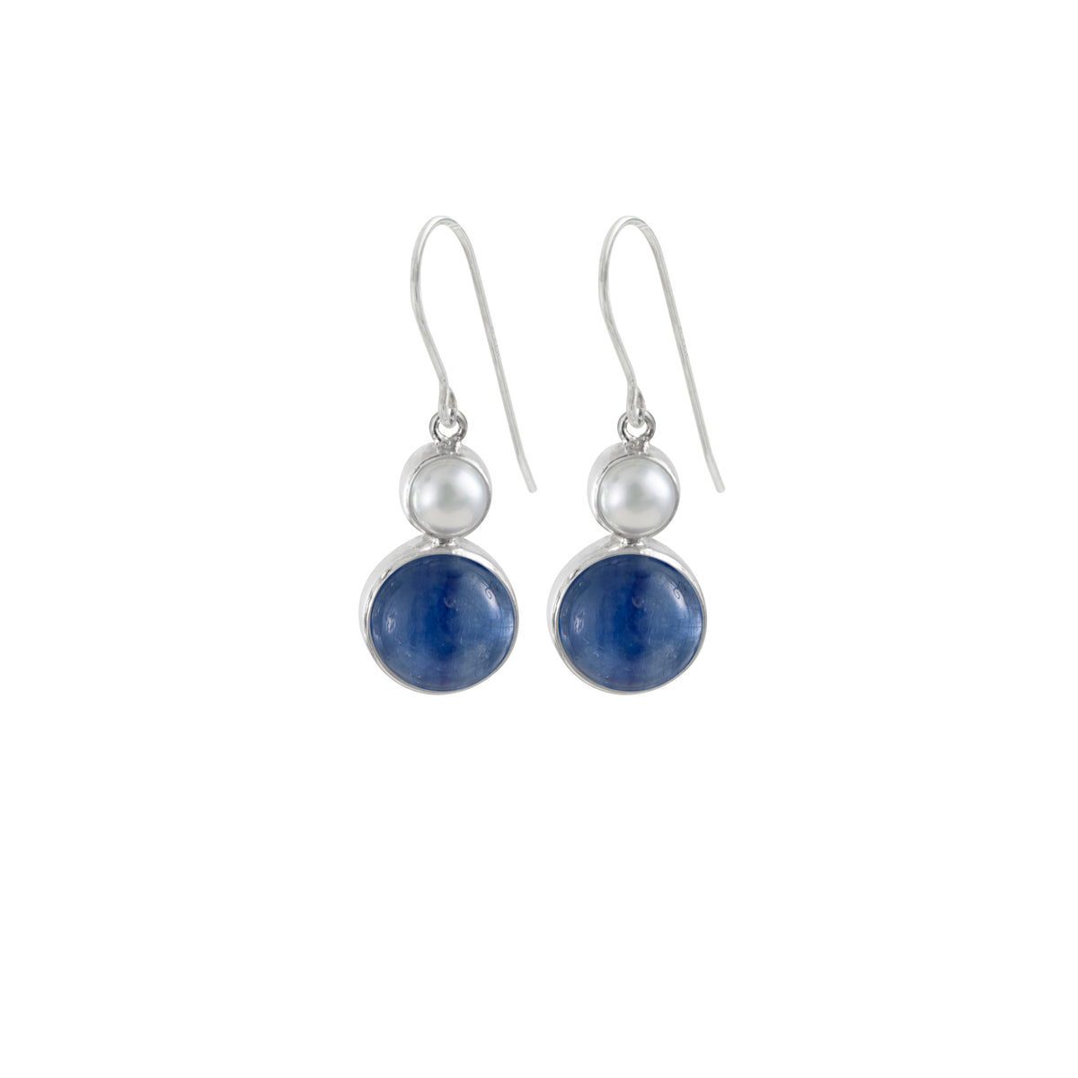 Sterling Silver Earring With Iolite, Selenite Round