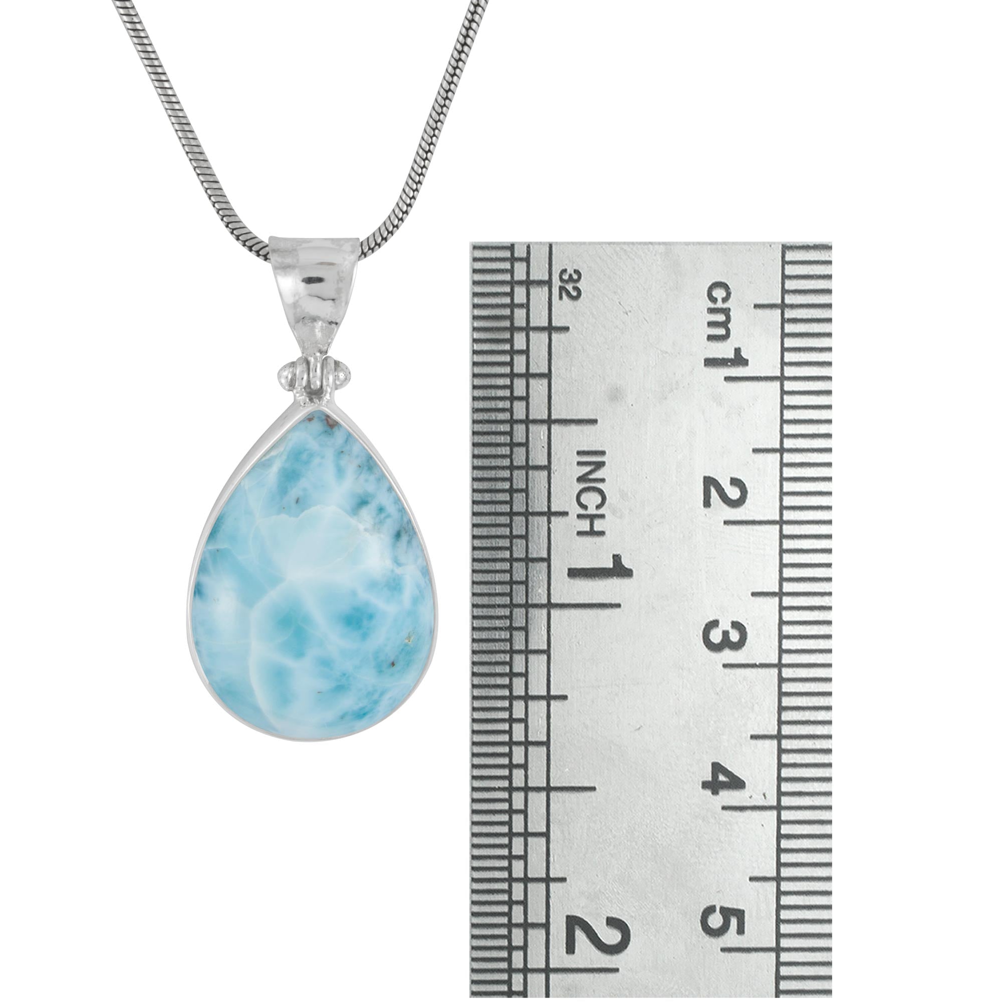 Sterling Silver Pendant With Larimar Pear Drop