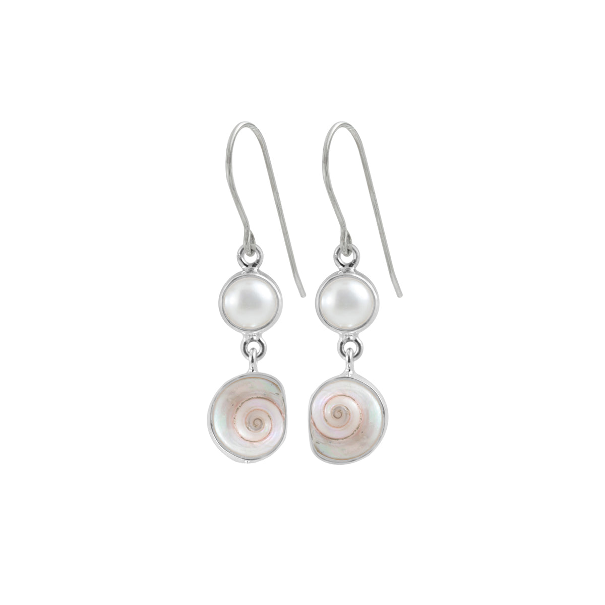 Sterling Silver Earring With Pearl And Shell Malabar Turbos
