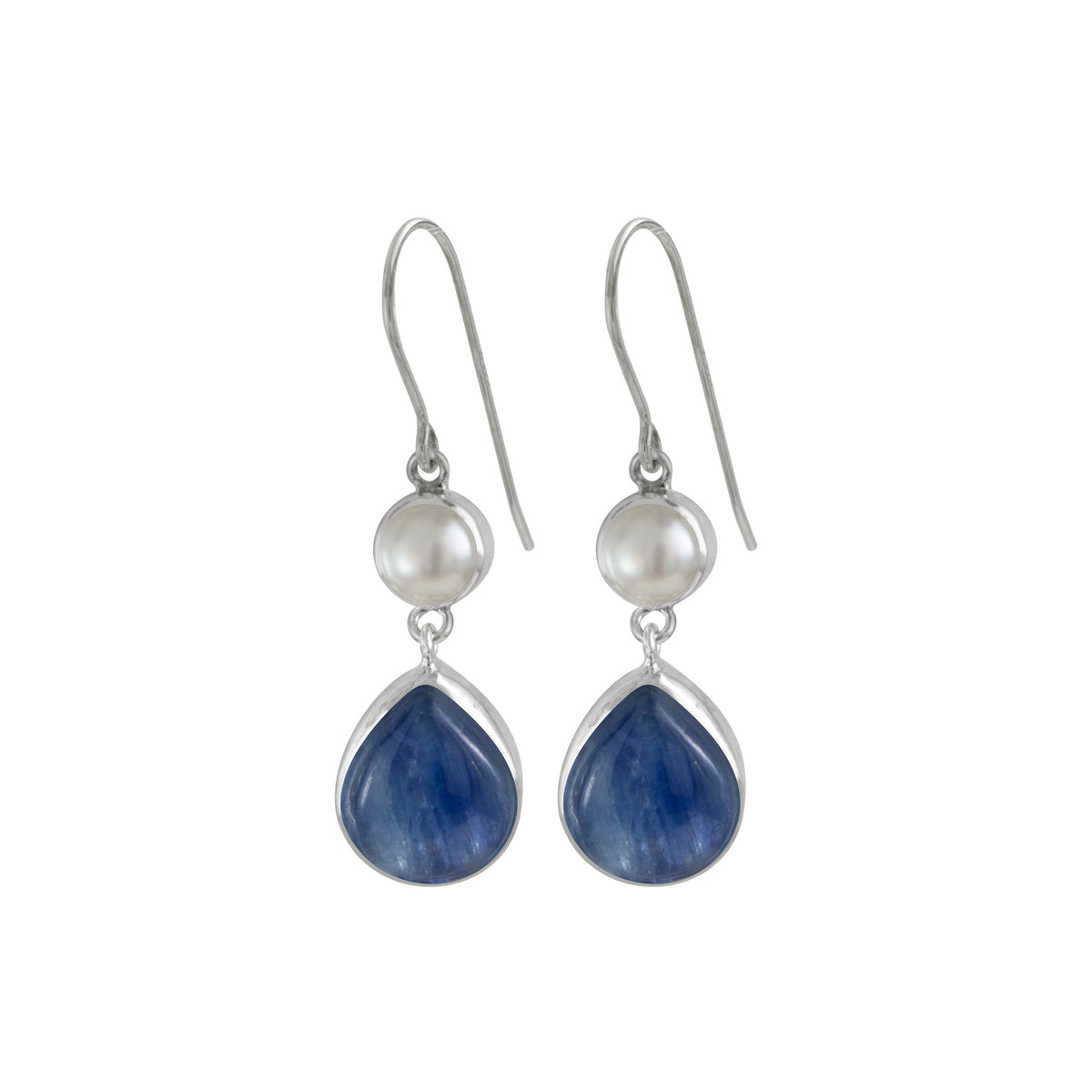 Silver Earring With Pearl And Kynite