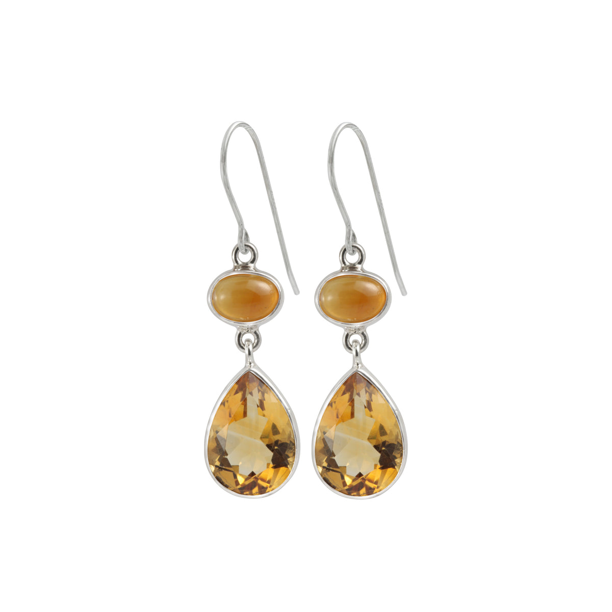 Silver Earring With Citrine