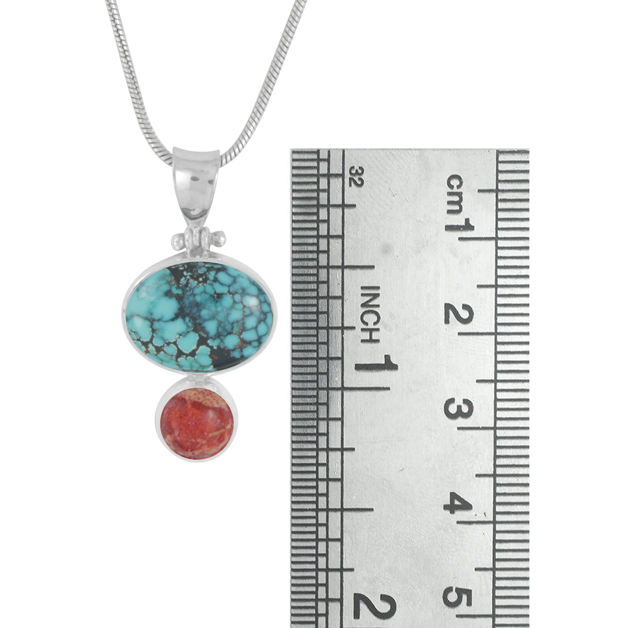 Sterling Silver Pendant With Oval Stone Top And Botom