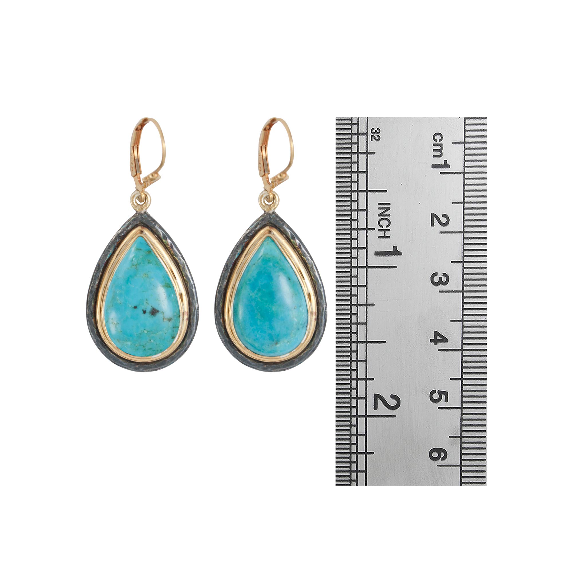 Sterling Silver Gold Dip Earring With Turquoise Pear