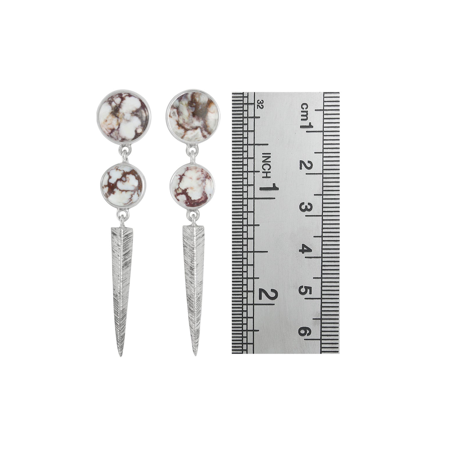 Sterling Silver Earring With 2 Iron Stone Round