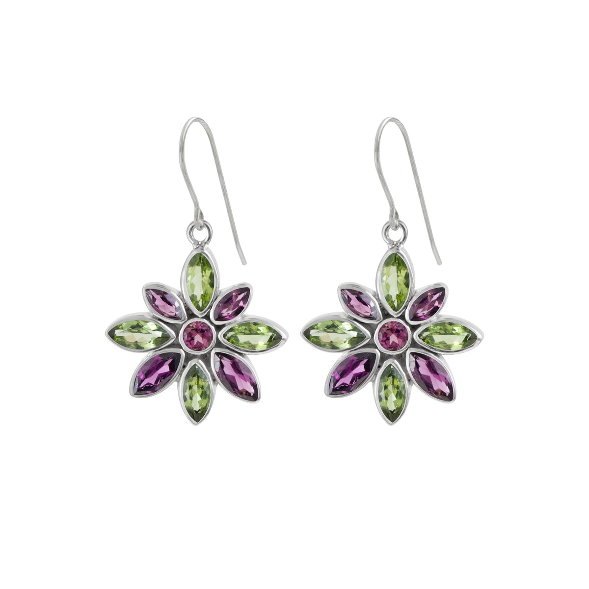 Sterling Silver Earring With  Marqouise Facet Stone