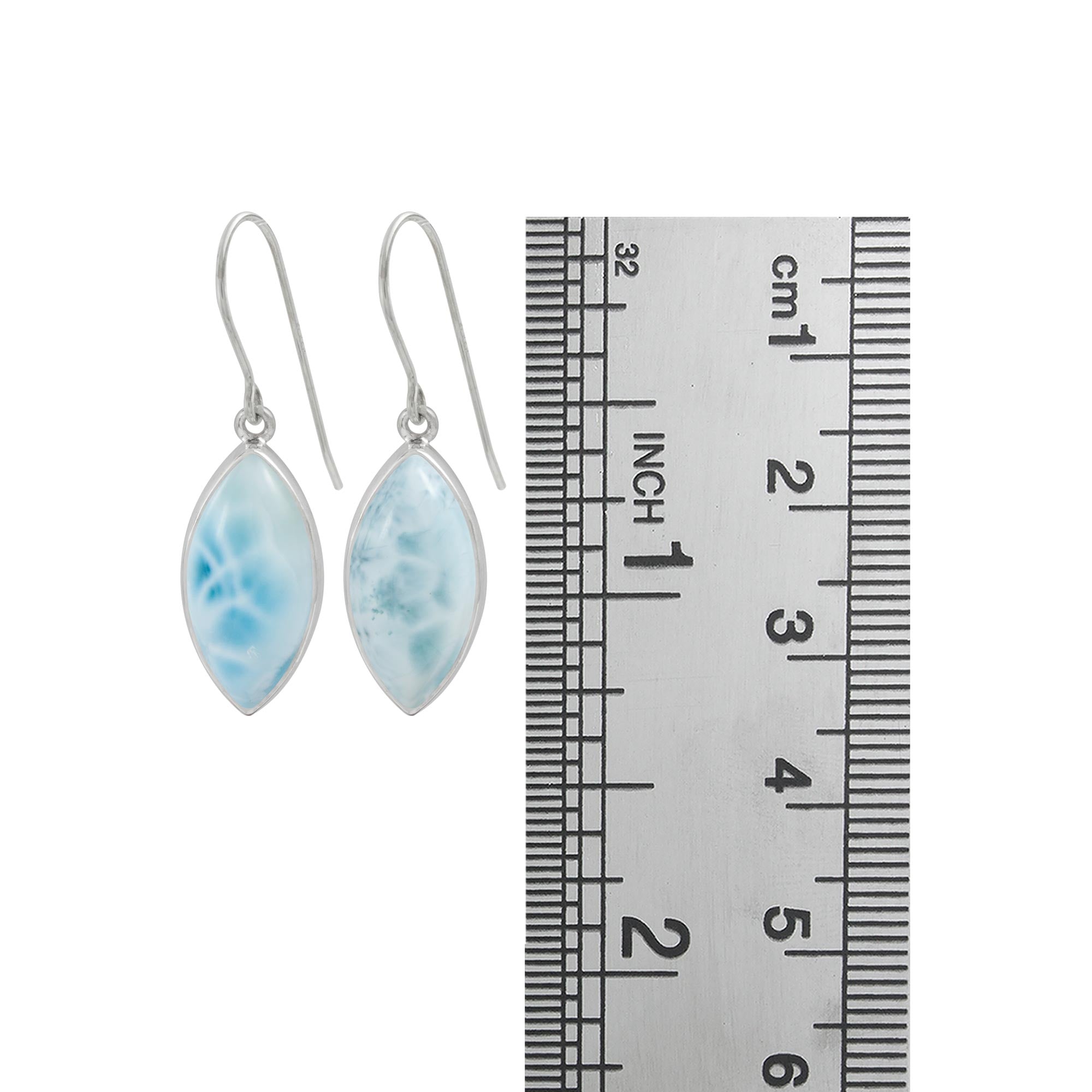 Sterling Silver Earring With Larimar Marqouise Drop