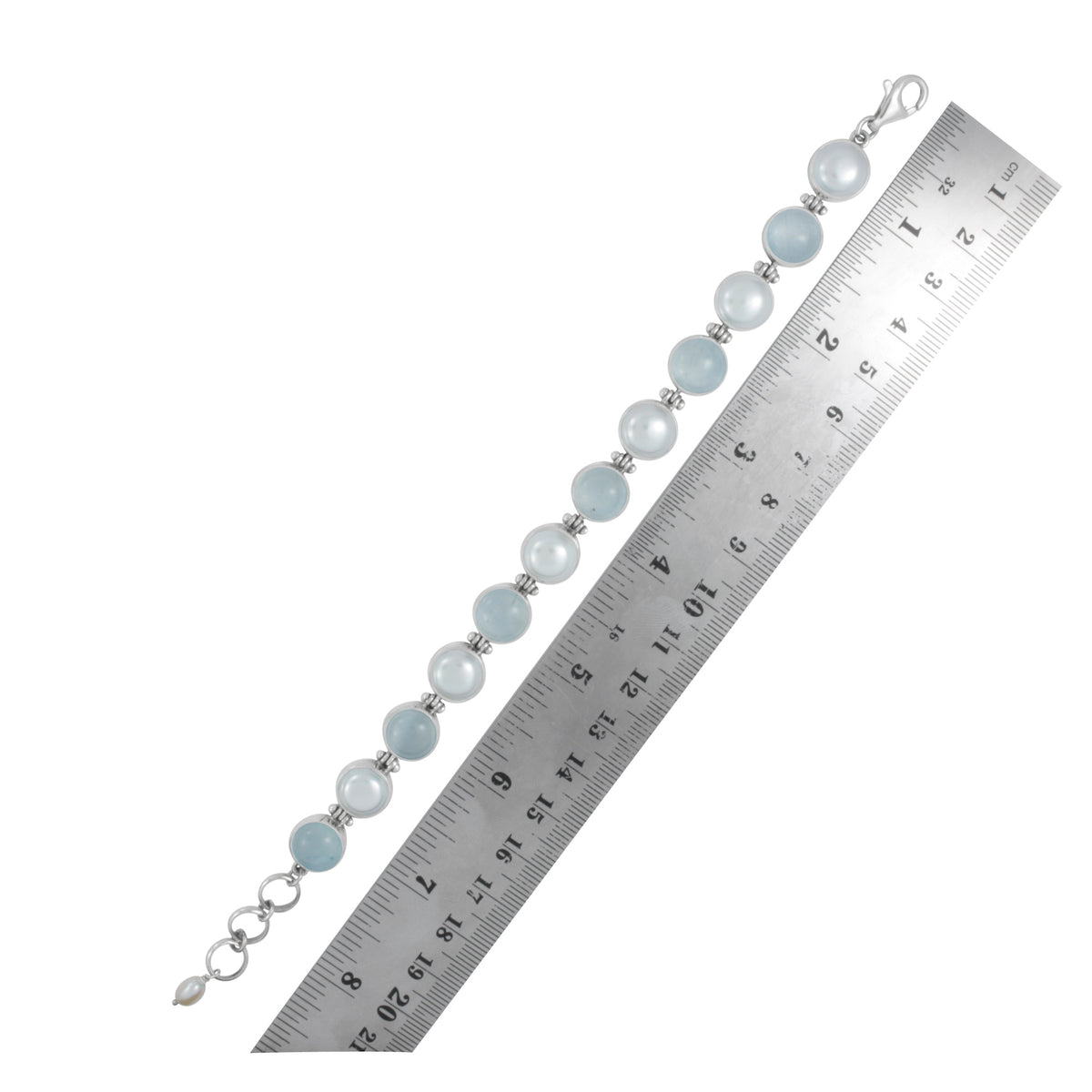 Sterling Silver Bracelet With Pearl &amp; Selenite Round