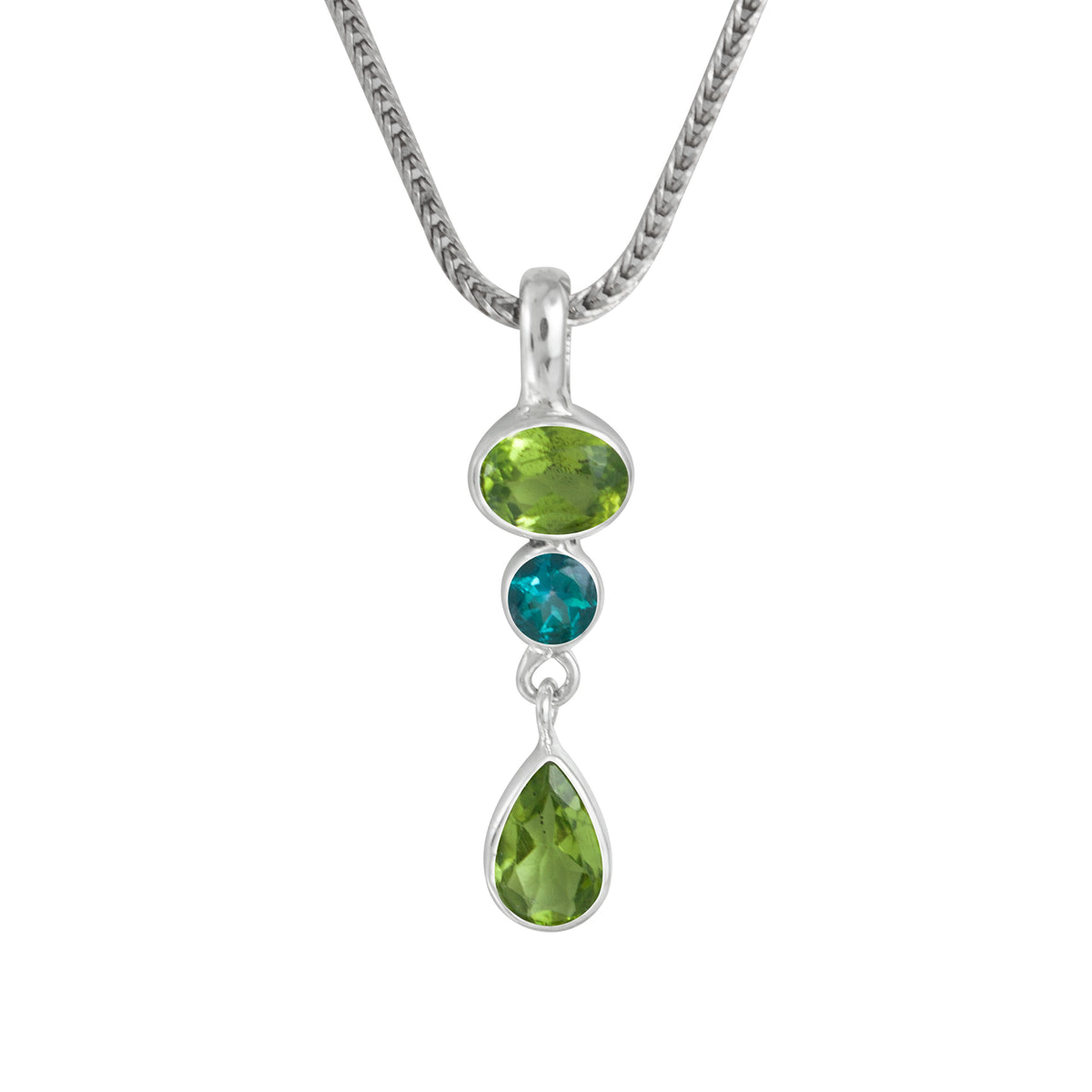 Sterling Silver Pendant With Oval Hinge Round PS Stone