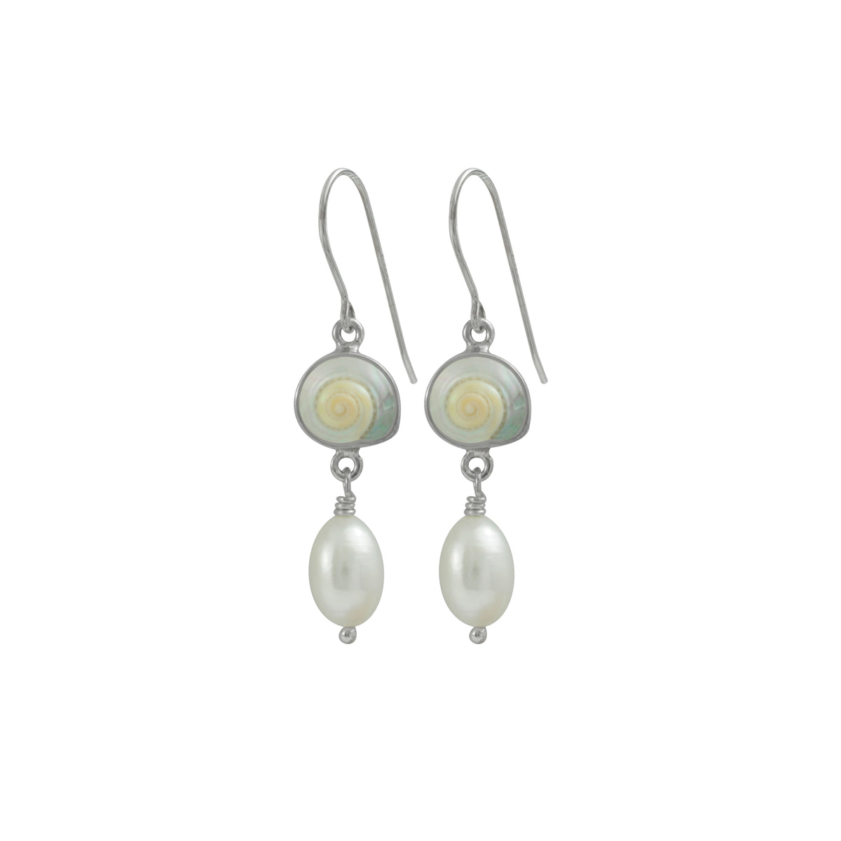 Sterling Silver Earring With Shell Malabar Turbos And Pearl