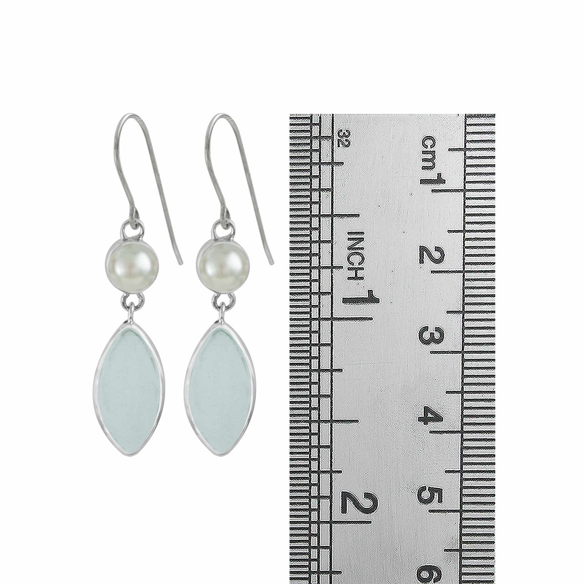 Sterling Silver Earring With Pearl, Sea Glass