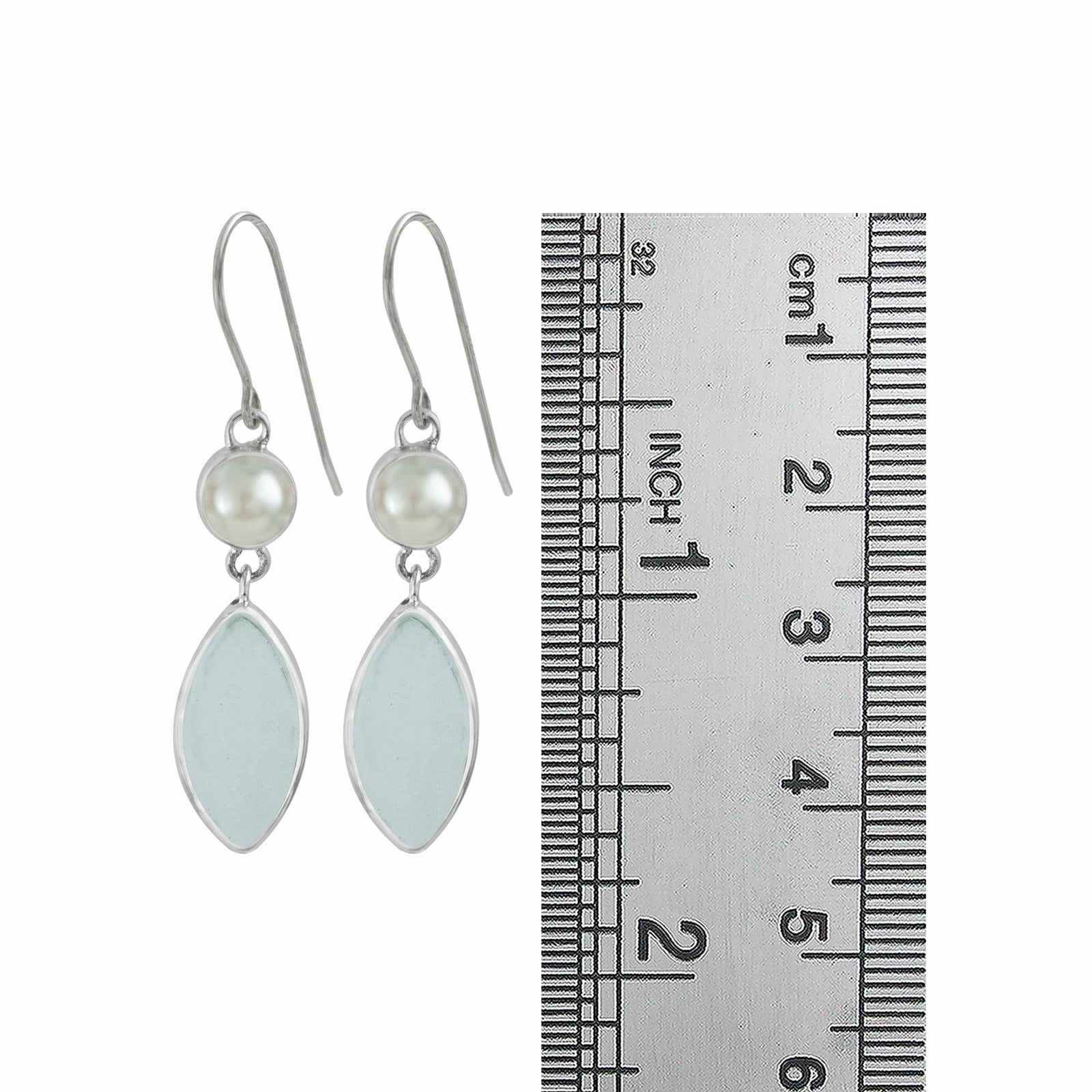 Sterling Silver Earring With Pearl, Sea Glass