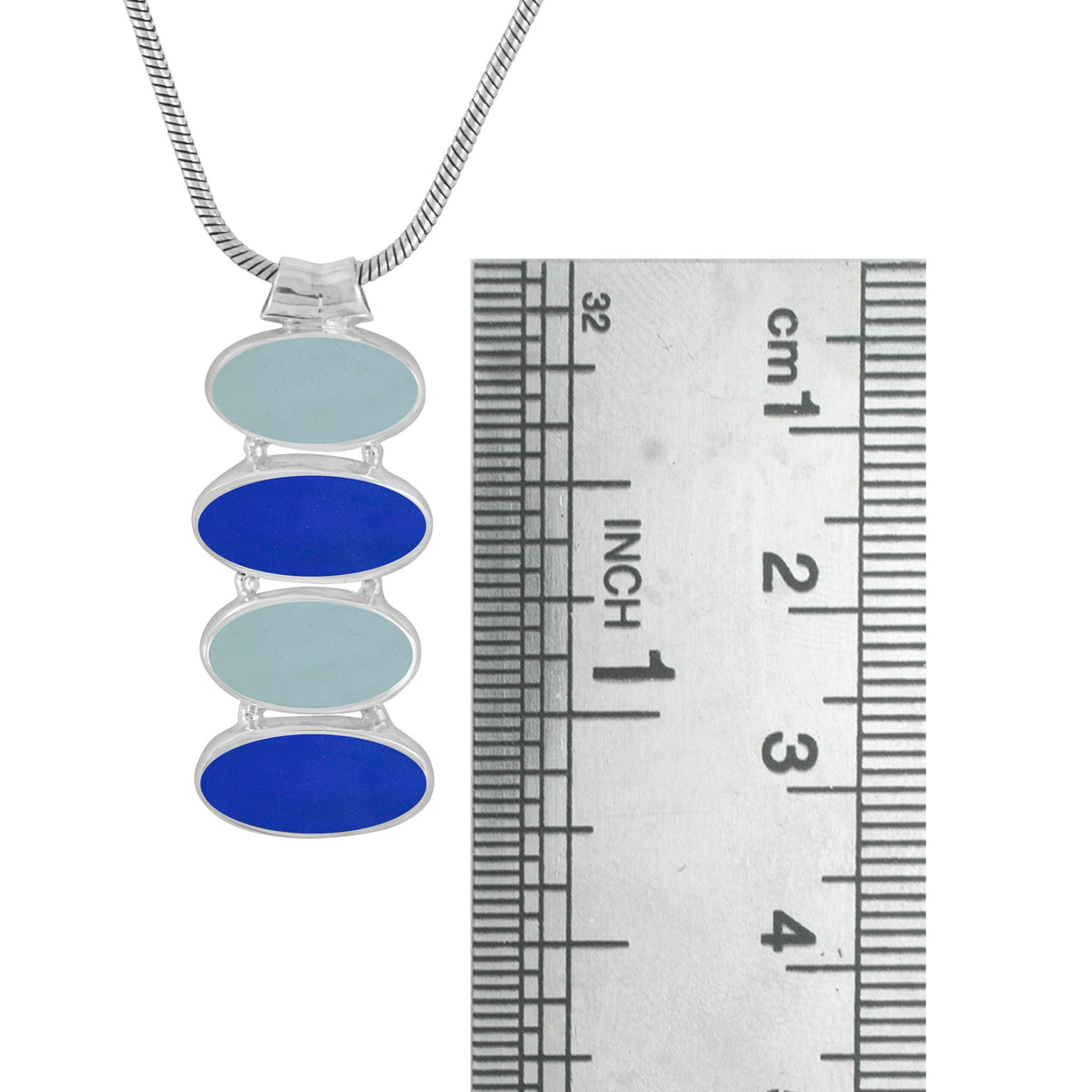 Sterling Silver Pendant With Sea Glass Aqua &amp; Blue