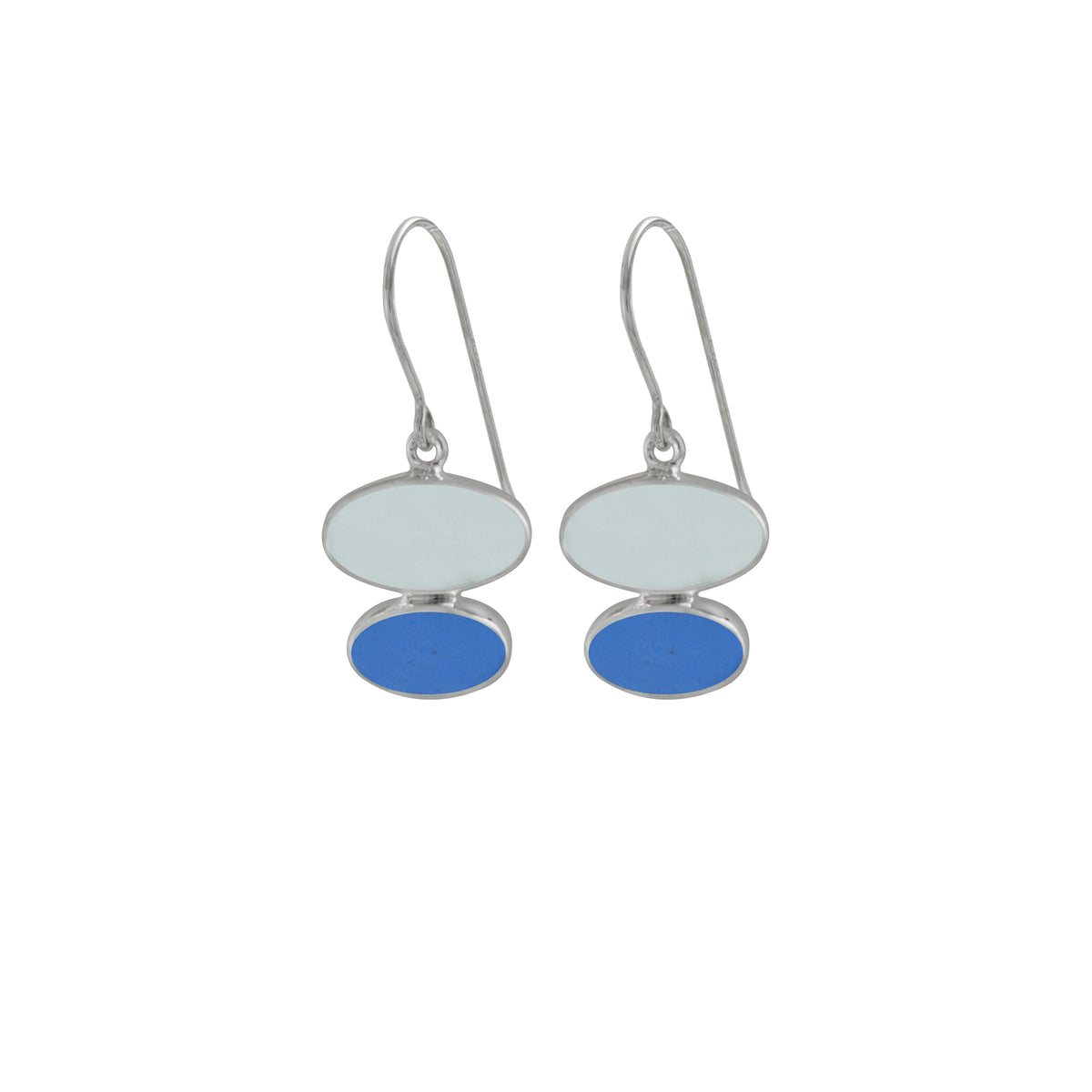 Sterling Silver Earring With Sea Glass Aqua And Blue
