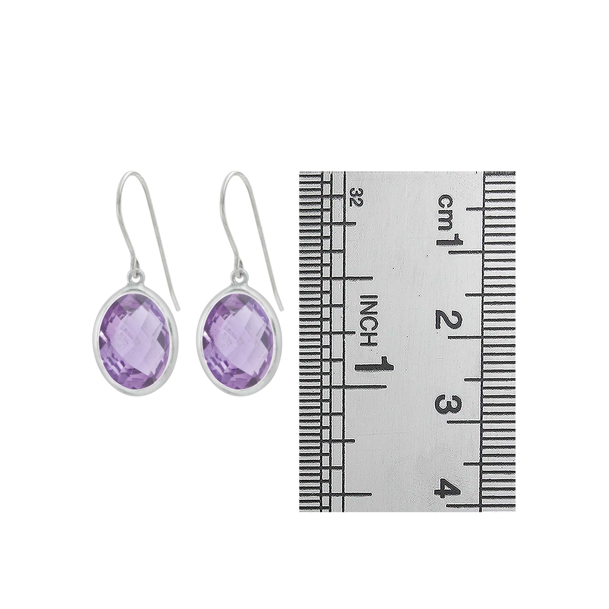 Sterling Silver Earring With Amethyst Briolet Drop