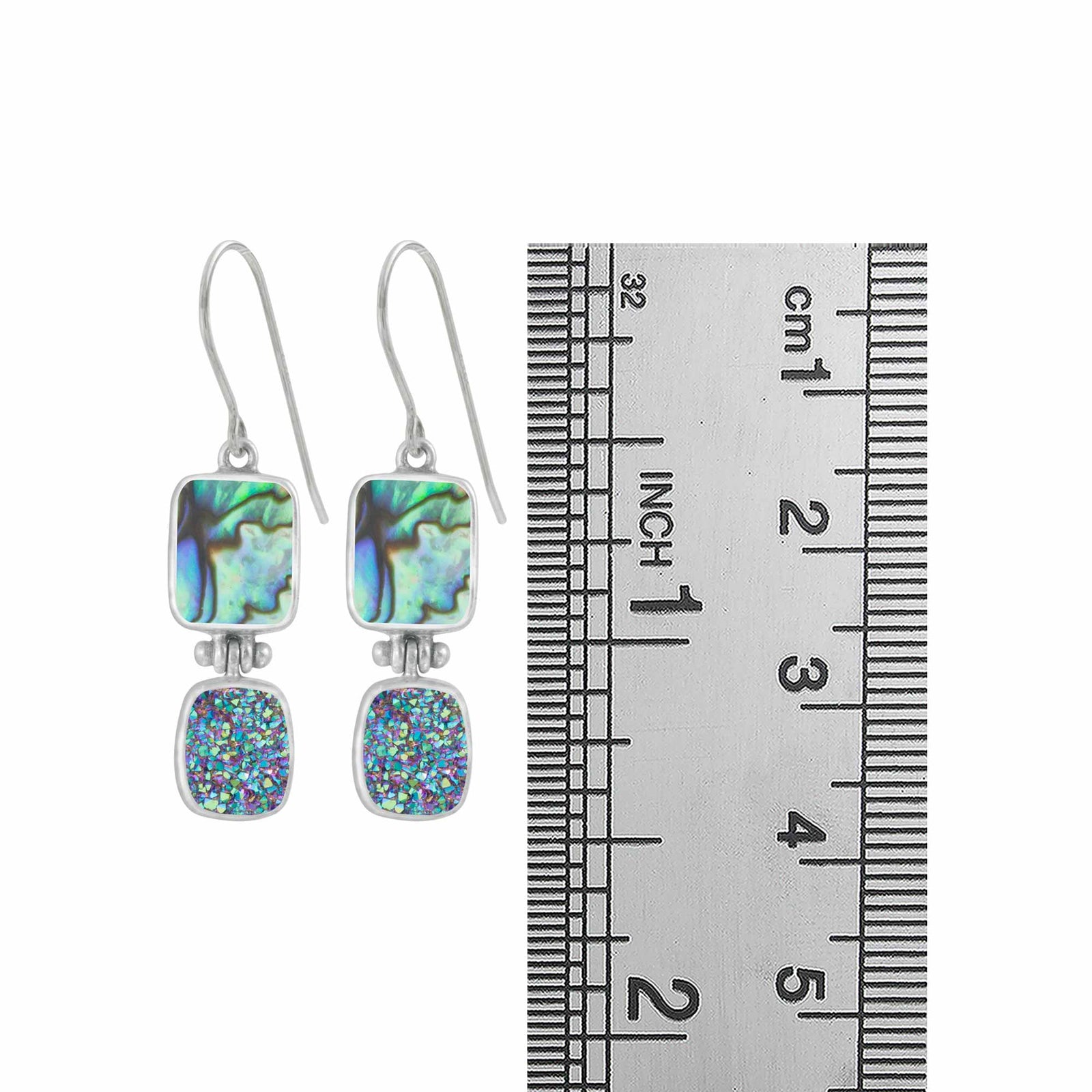 Simply Elegant Paua Shell And Druzy  Earrings